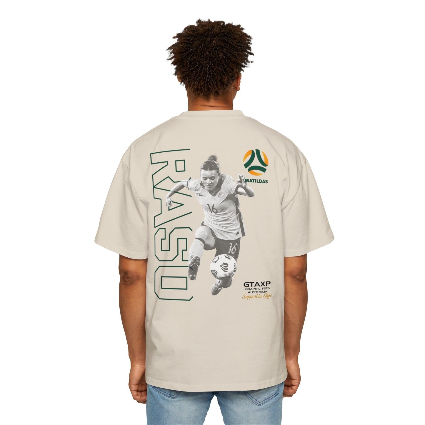 Hayley Raso Matildas Duo Oversized Tee Graphic Tees Australia Ecru / S Graphic T-Shirt Australia -  Cool Graphic T-Shirts Online -  Hayley Raso Matildas Duo Oversized Tee | Tillies Australia Merch