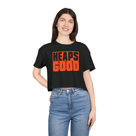 Heaps Good Crop Tee Graphic Tees Australia Black / XS Graphic T-Shirt Australia -  Cool Graphic T-Shirts Online -  Heaps Good Crop Tee | Quirky Graphic T-Shirts Australia