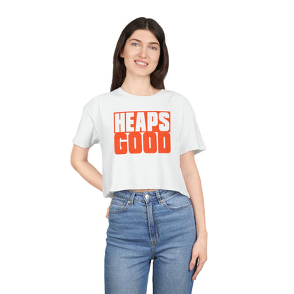 Heaps Good Crop Tee Graphic Tees Australia White / XS Graphic T-Shirt Australia -  Cool Graphic T-Shirts Online -  Heaps Good Crop Tee | Quirky Graphic T-Shirts Australia