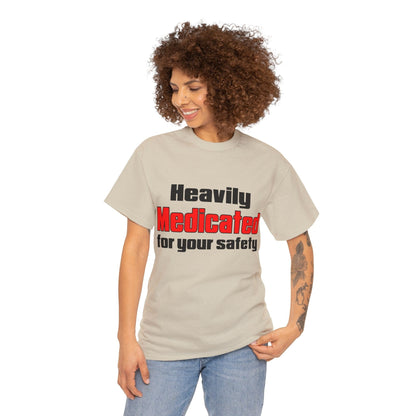 Heavily Medicated For Your Safety Graphic Tee Graphic Tees Australia Sand / S Graphic T-Shirt Australia -  Cool Graphic T-Shirts Online -  Heavily Medicated For Your Safety T-Shirt | Funny T-Shirts Au