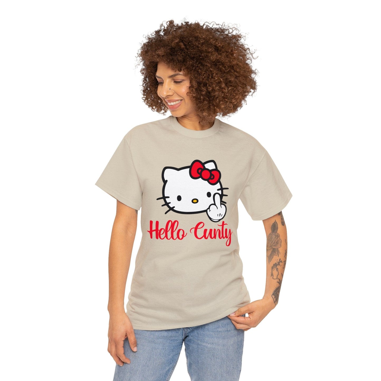 Hello Cunty Graphic Tee Graphic Tees Australia Sand / S Graphic T-Shirt Australia -  Cool Graphic T-Shirts Online -  Hello Cunty T-Shirt | Funny Graphic T-Shirts Australia