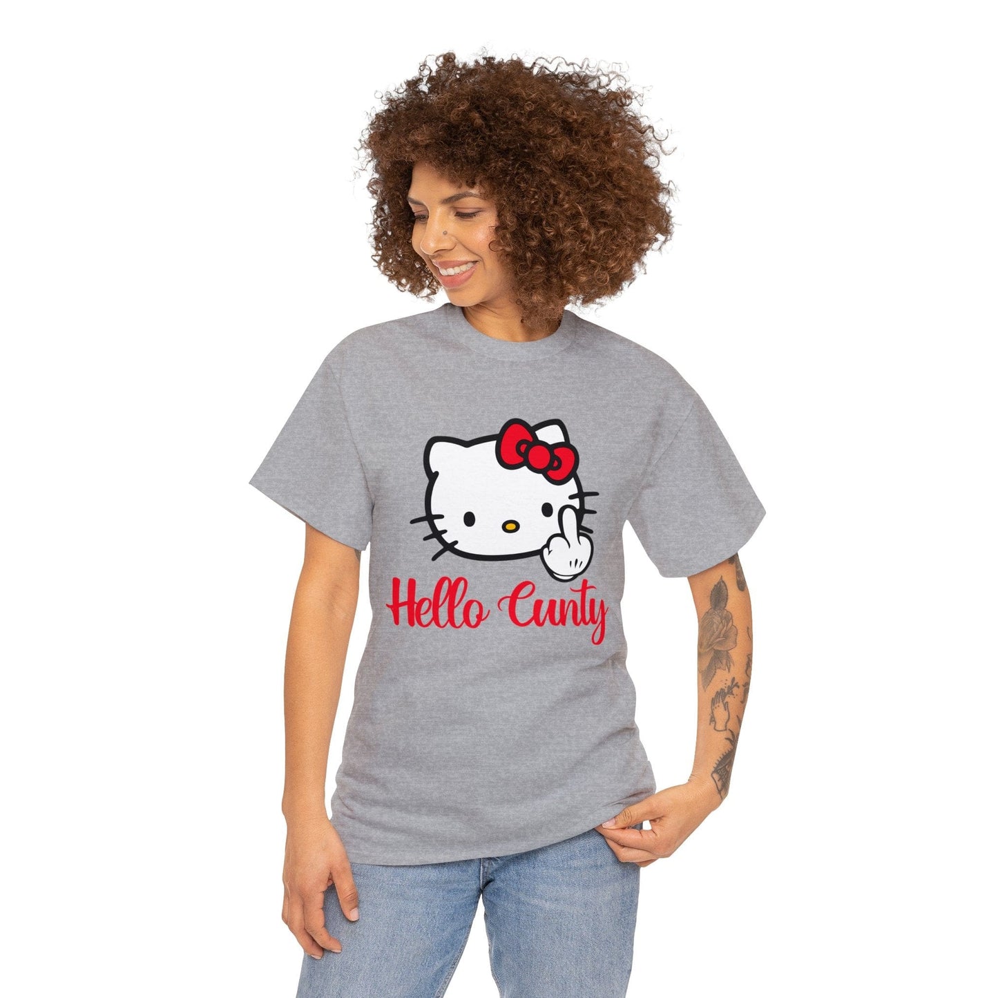 Hello Cunty Graphic Tee Graphic Tees Australia Sport Grey / S Graphic T-Shirt Australia -  Cool Graphic T-Shirts Online -  Hello Cunty T-Shirt | Funny Graphic T-Shirts Australia