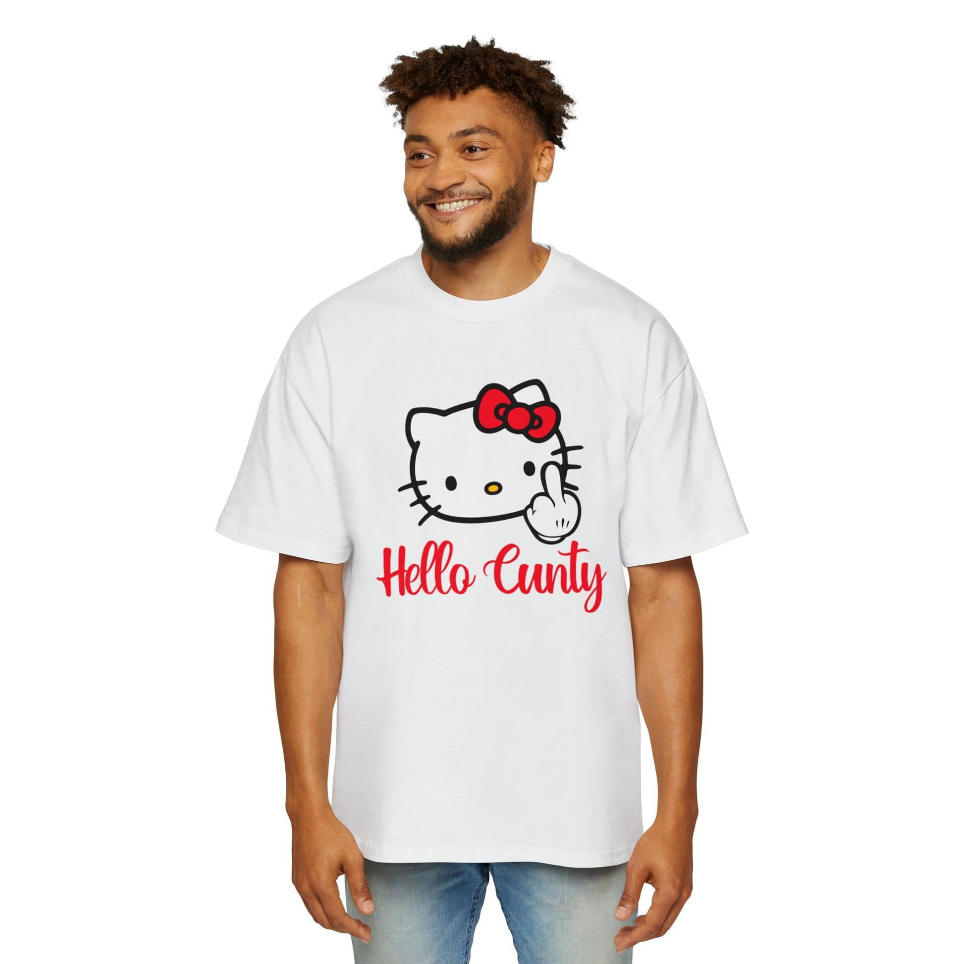 Hello Cunty Oversized Tee Graphic Tees Australia White / S Graphic T-Shirt Australia -  Cool Graphic T-Shirts Online -  Hello Cunty Oversized Tee | Rude And Offensive T-Shirts