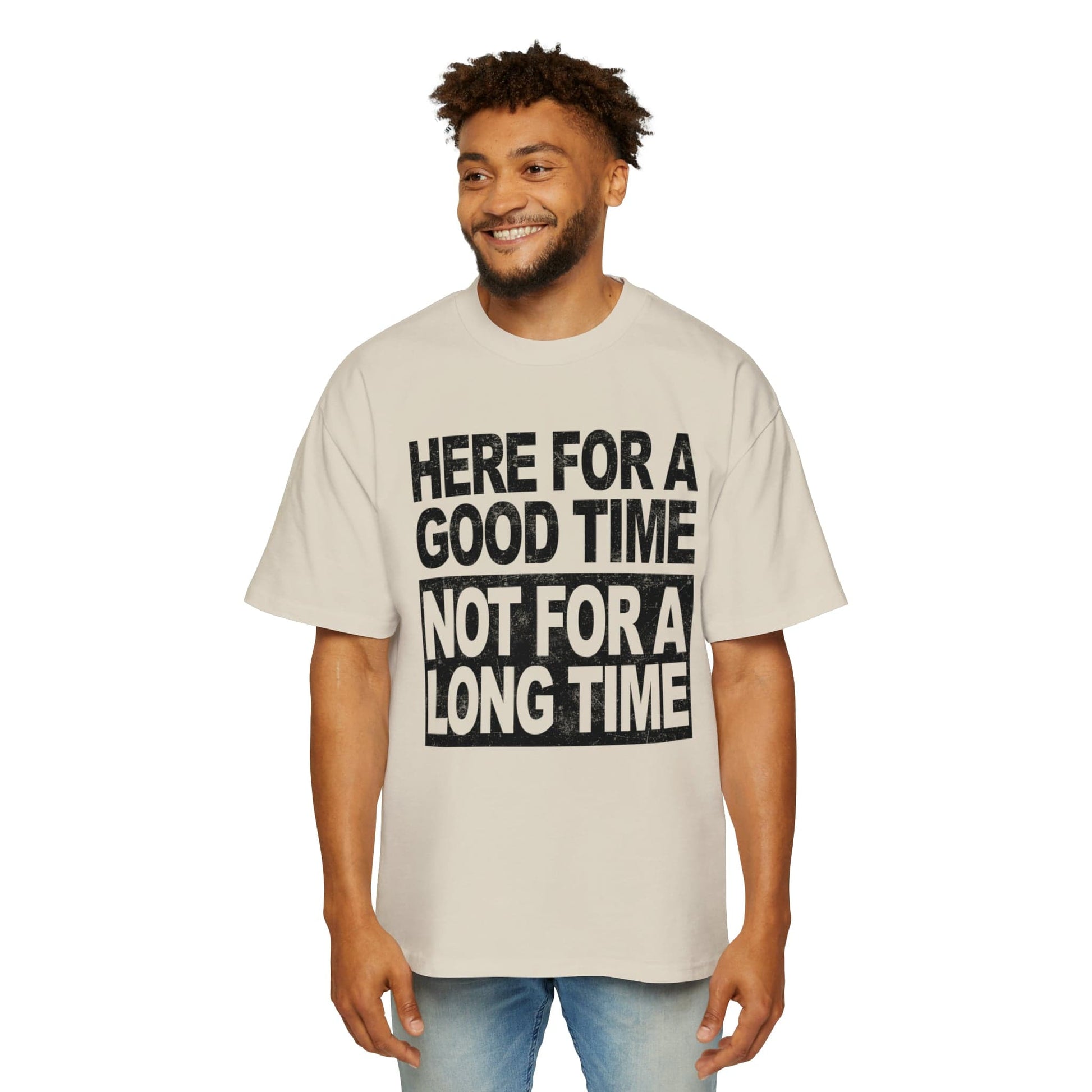 Here For A Good Time Oversized Tee Graphic Tees Australia Ecru / S Graphic T-Shirt Australia -  Cool Graphic T-Shirts Online - 