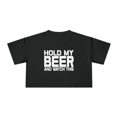 Hold My Beer Crop Tee Graphic Tees Australia Graphic T-Shirt Australia -  Cool Graphic T-Shirts Online -  Hold My Beer Crop Tee | Womens T-Shirts Australia