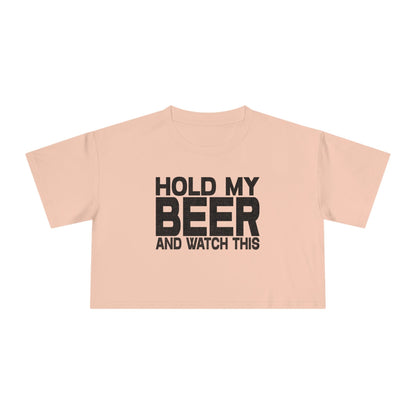 Hold My Beer Crop Tee Graphic Tees Australia Graphic T-Shirt Australia -  Cool Graphic T-Shirts Online -  Hold My Beer Crop Tee | Womens T-Shirts Australia