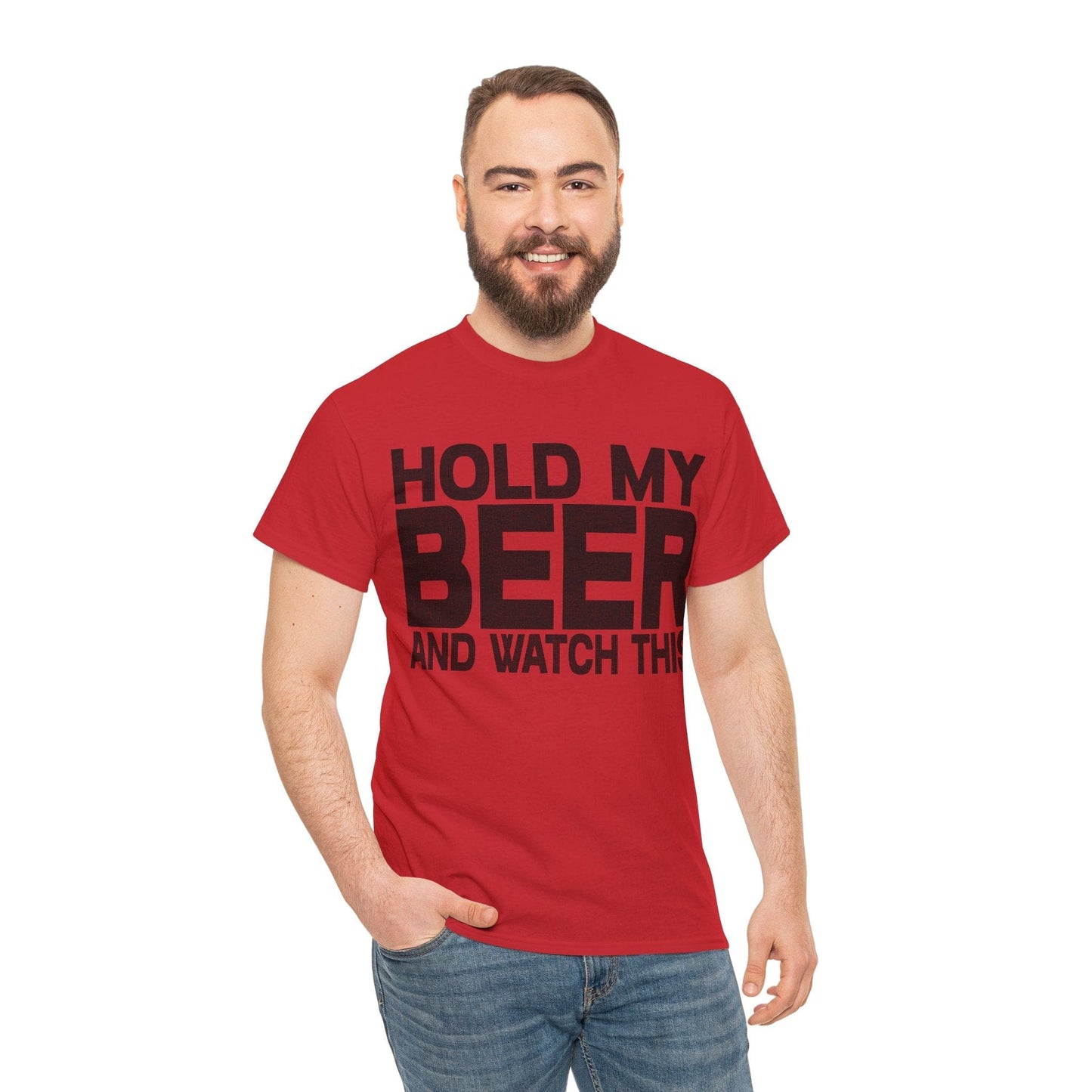 Hold My Beer Graphic Tee Graphic Tees Australia Red / S Graphic T-Shirt Australia -  Cool Graphic T-Shirts Online -  Hold My Beer T-Shirt | Funny Graphic T-Shirts Australia