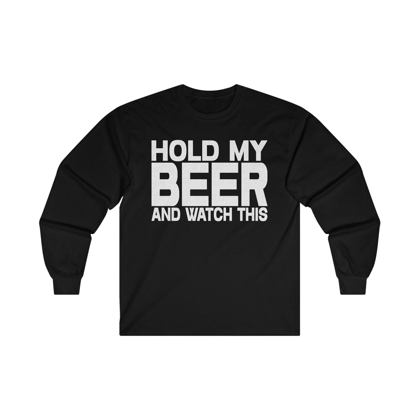 Hold My Beer Long Sleeve Graphic Tees Australia S / Black Graphic T-Shirt Australia -  Cool Graphic T-Shirts Online -  Hold My Beer Long Sleeve | Funny Beer T-Shirt Australia