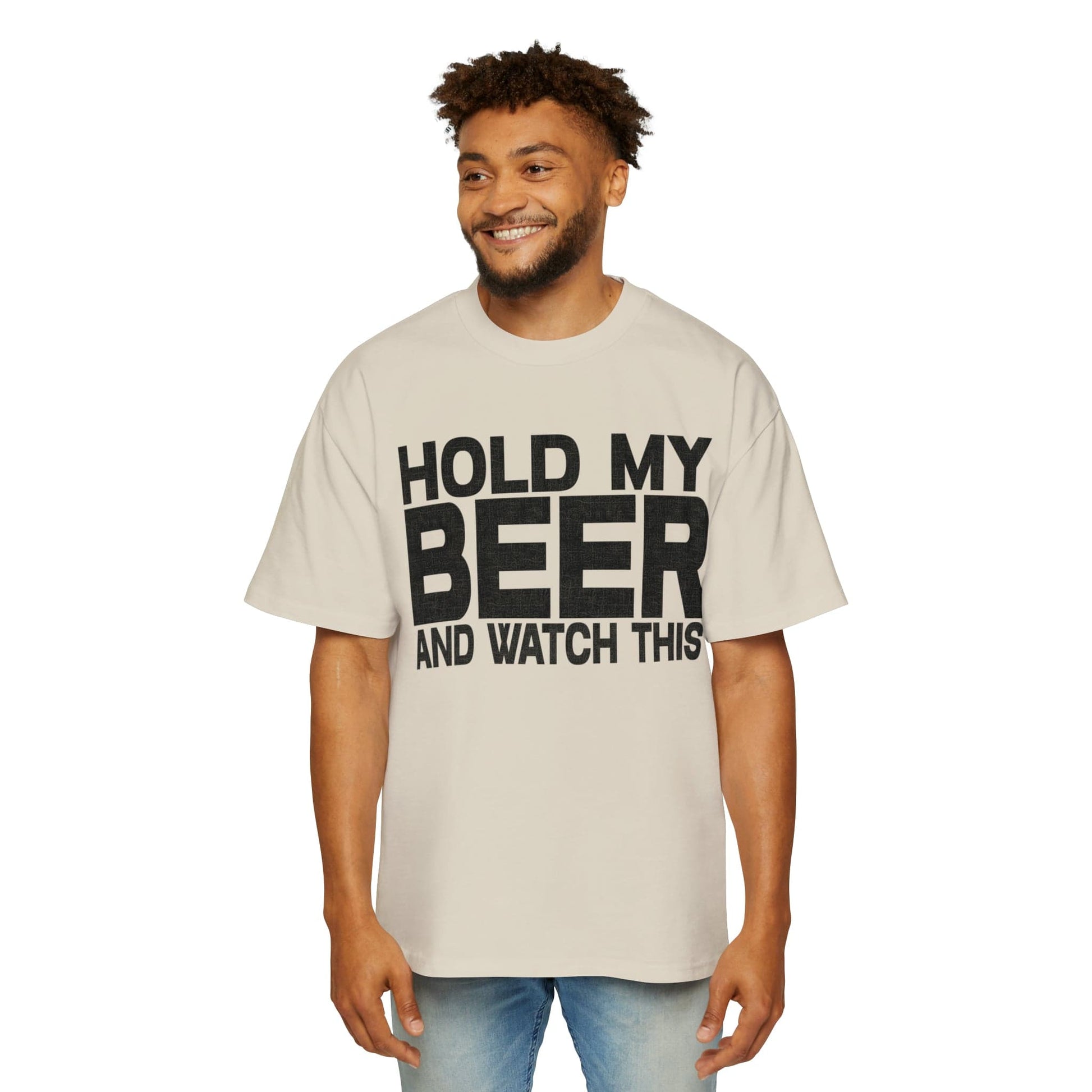 Hold My Beer Oversized Tee Graphic Tees Australia Ecru / S Graphic T-Shirt Australia -  Cool Graphic T-Shirts Online -  Hold My Beer Oversized Tee | Funny Beer T-Shirts Australia