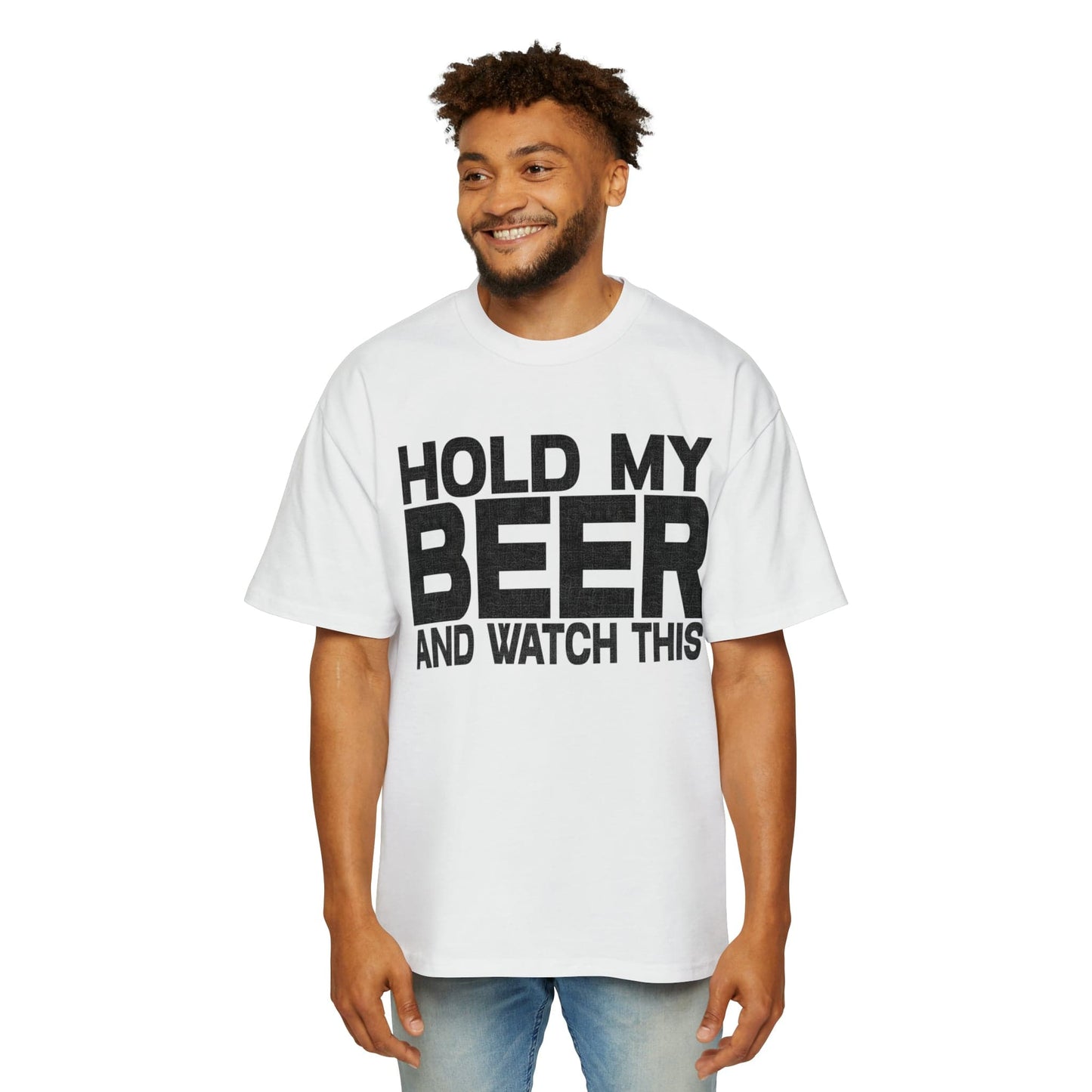 Hold My Beer Oversized Tee Graphic Tees Australia White / S Graphic T-Shirt Australia -  Cool Graphic T-Shirts Online -  Hold My Beer Oversized Tee | Funny Beer T-Shirts Australia