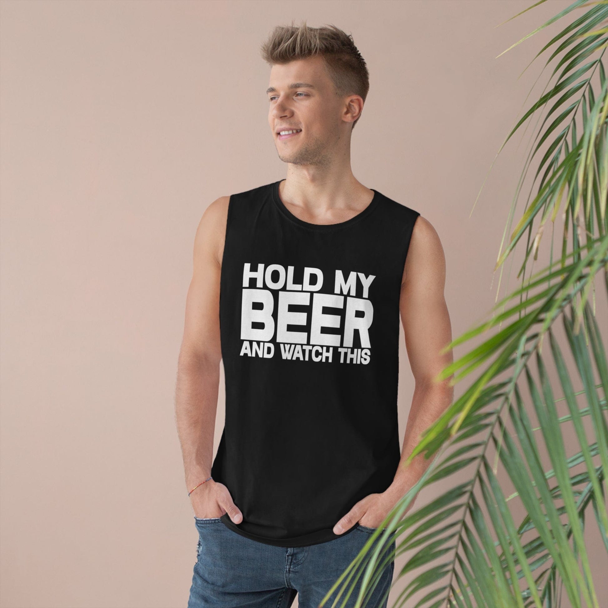 Hold My Beer Tank Top Graphic Tees Australia Black / XS Graphic T-Shirt Australia -  Cool Graphic T-Shirts Online -  Hold My Beer Tank Top | Funny Tank Tops & Singlets Australia