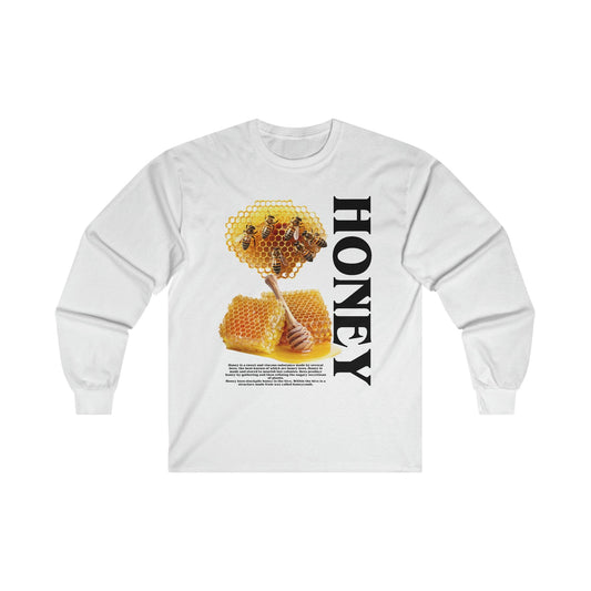 Honey Long Sleeve Graphic Tees Australia S / White Graphic T-Shirt Australia -  Cool Graphic T-Shirts Online -  Honey Long Sleeve T-Shirt | Bee T-Shirts Australia