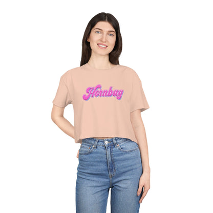 Hornbag Crop Tee Graphic Tees Australia Pale Pink / XS Graphic T-Shirt Australia -  Cool Graphic T-Shirts Online -  Hornbag Crop Tee | Women's graphic tees australia