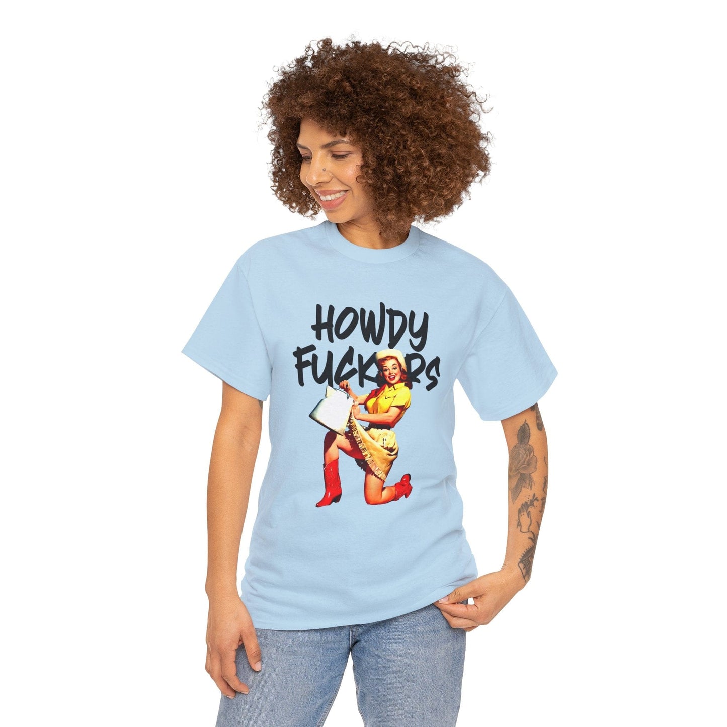 Howdy F*ckers Graphic Tee Graphic Tees Australia Light Blue / S Graphic T-Shirt Australia -  Cool Graphic T-Shirts Online -  Howdy F*ckers T-Shirt | Retro T-Shirt Australia