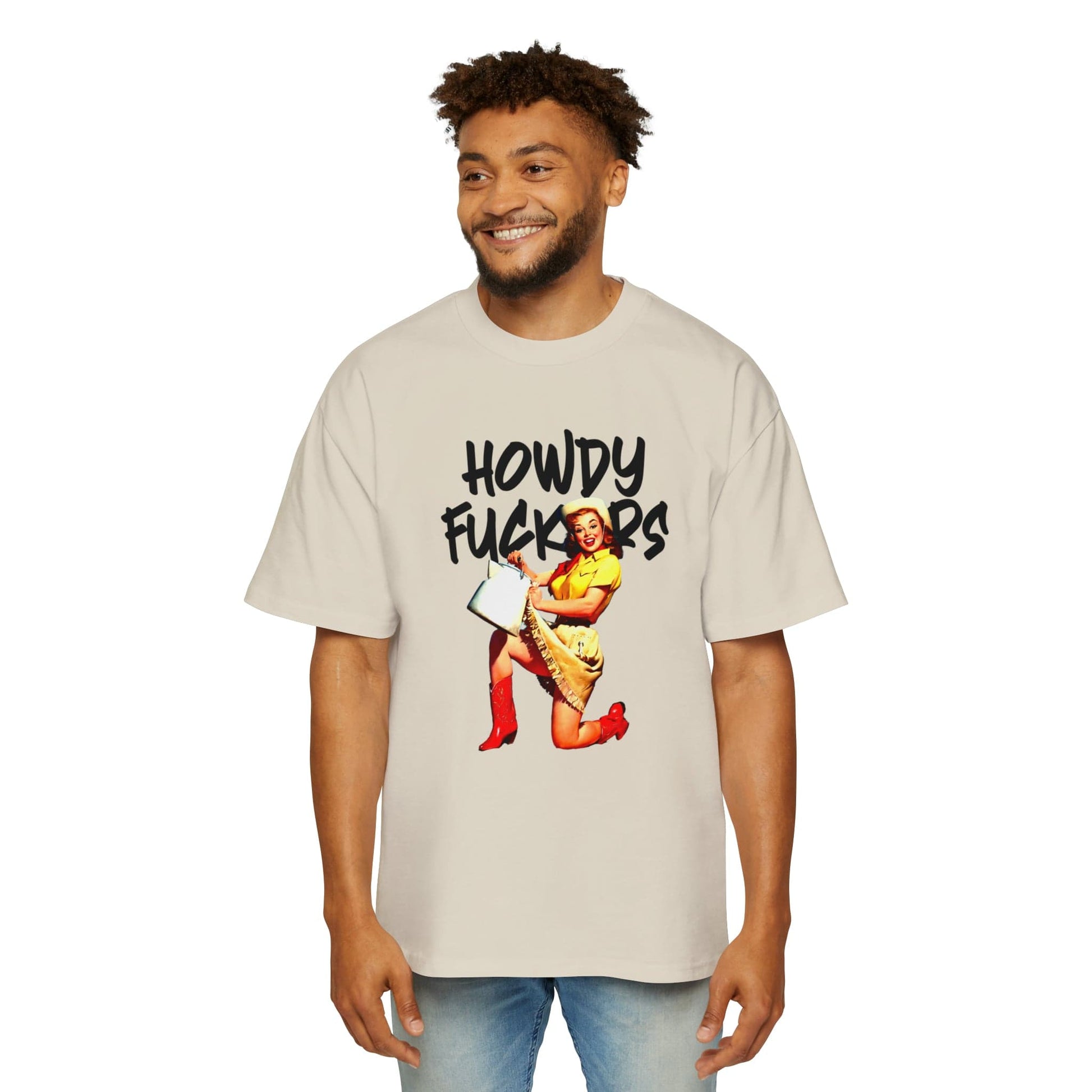 Howdy F*ckers Oversized Tee Graphic Tees Australia Ecru / S Graphic T-Shirt Australia -  Cool Graphic T-Shirts Online -  Howdy F*ckers Oversized Tee | Retro Oversized T-Shirt Australia