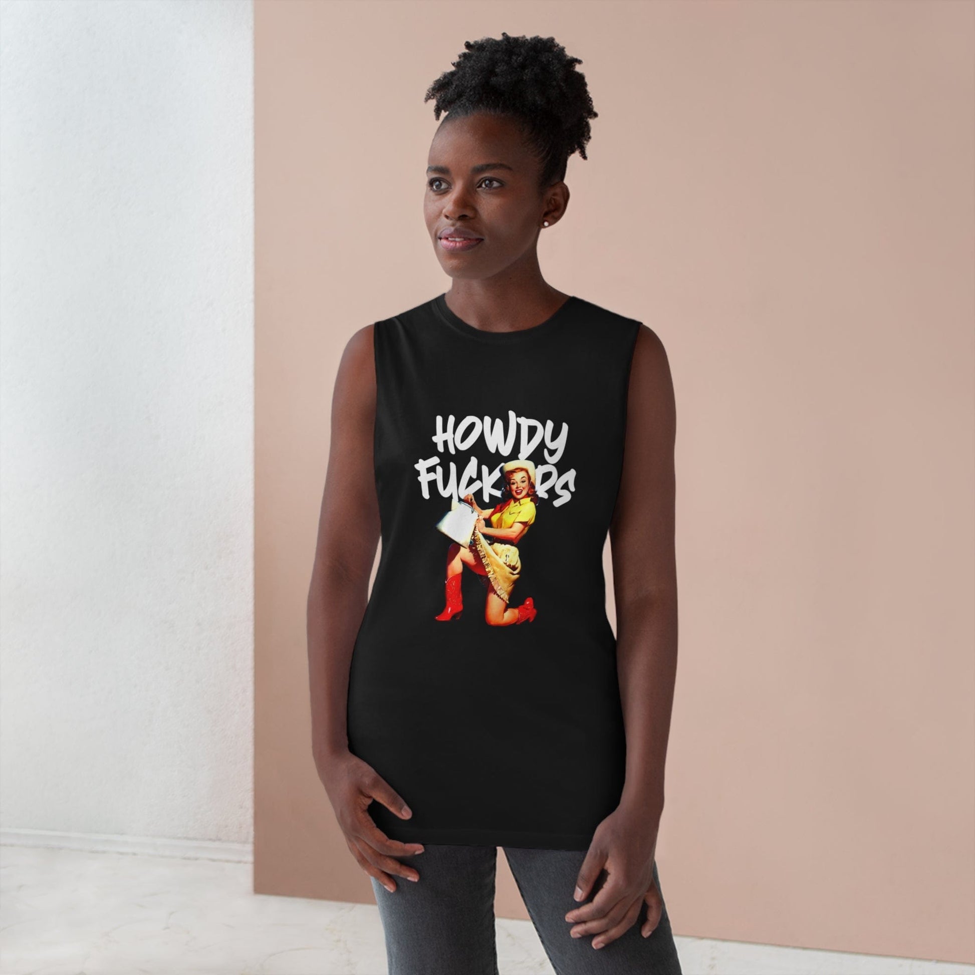 Howdy F*ckers Tank Top Graphic Tees Australia Black / XS Graphic T-Shirt Australia -  Cool Graphic T-Shirts Online -  Howdy F*ckers Tank Top | Retro Tank Tops Australia