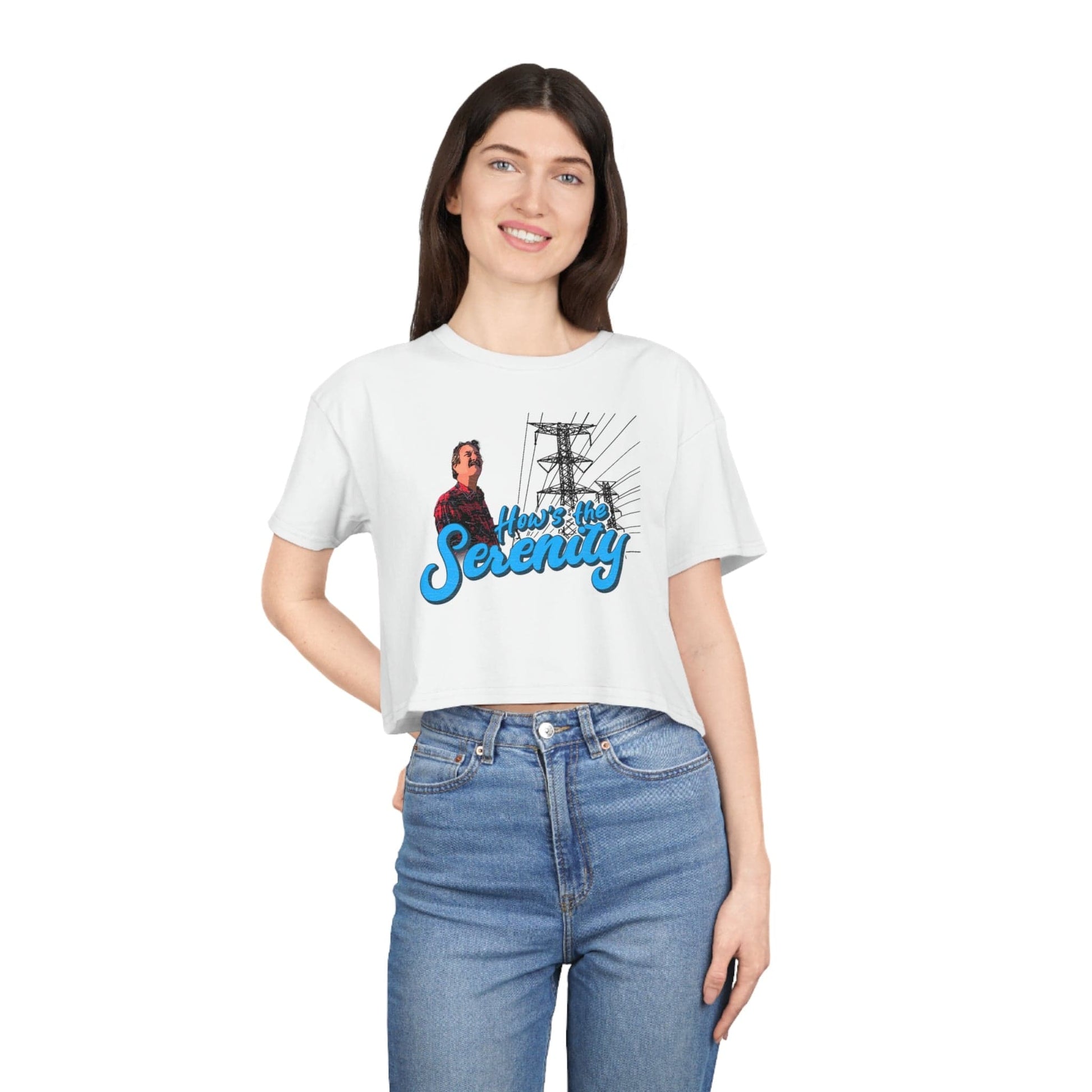 Hows The Serenity Crop Tee Graphic Tees Australia White / XS Graphic T-Shirt Australia -  Cool Graphic T-Shirts Online - 