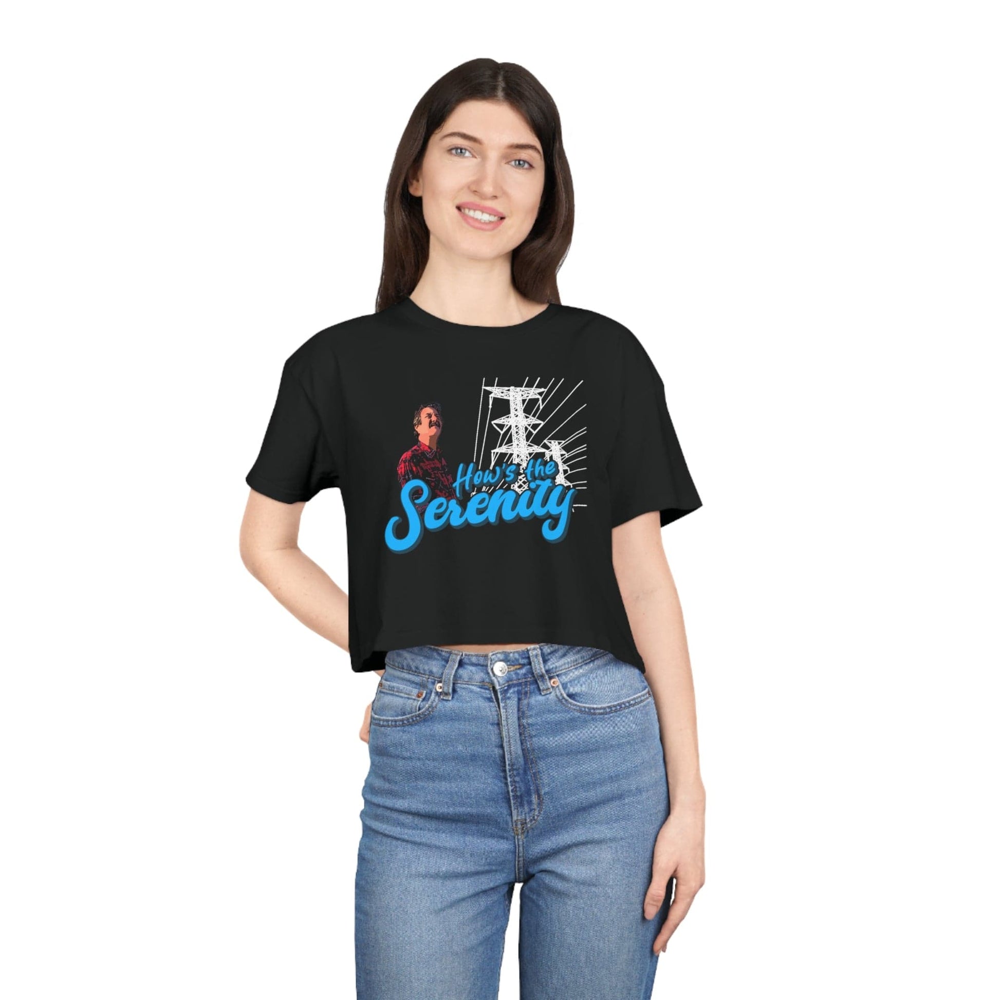 Hows The Serenity Crop Tee Graphic Tees Australia Black / XS Graphic T-Shirt Australia -  Cool Graphic T-Shirts Online - 