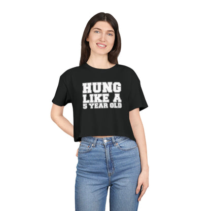 Hung Like A Five Year Old Crop Tee Graphic Tees Australia Black / XS Graphic T-Shirt Australia -  Cool Graphic T-Shirts Online - 