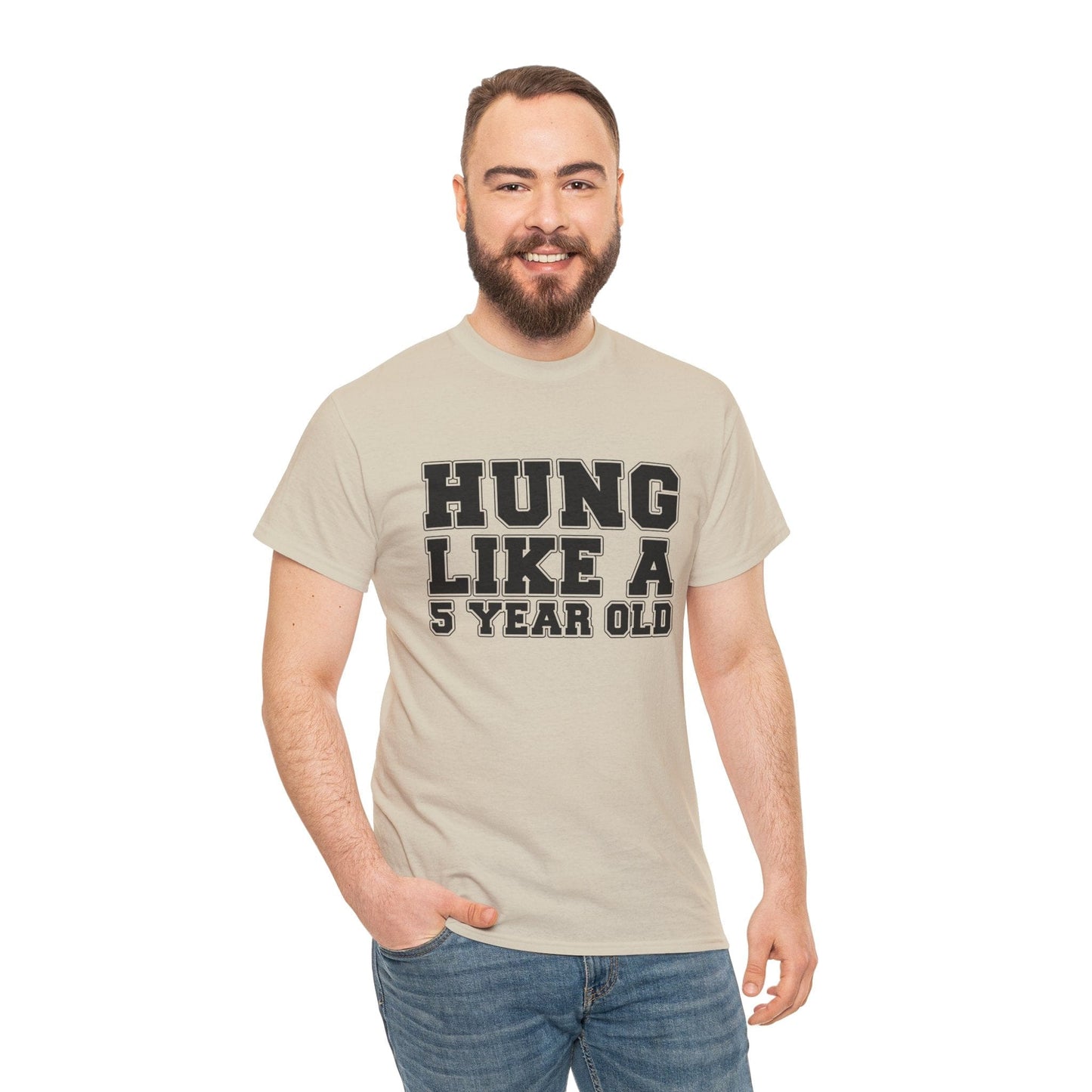 Hung Like A Five Year Old Graphic Tee Graphic Tees Australia Sand / S Graphic T-Shirt Australia -  Cool Graphic T-Shirts Online -  Hung Like A Five Year Old T-Shirt | Funny Rude Offensive T-Shirt