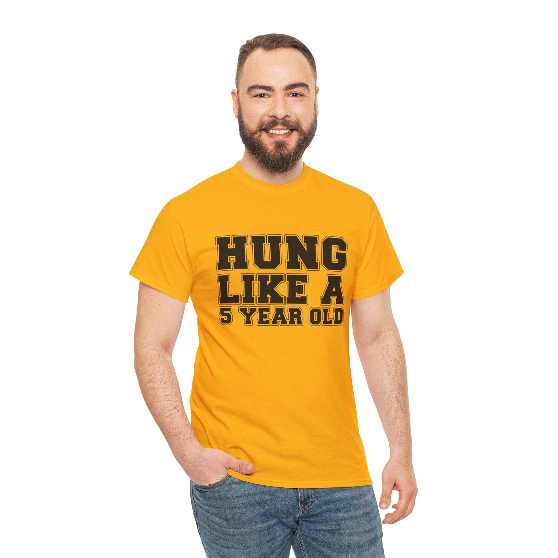 Hung Like A Five Year Old Graphic Tee Graphic Tees Australia Gold / S Graphic T-Shirt Australia -  Cool Graphic T-Shirts Online -  Hung Like A Five Year Old T-Shirt | Funny Rude Offensive T-Shirt