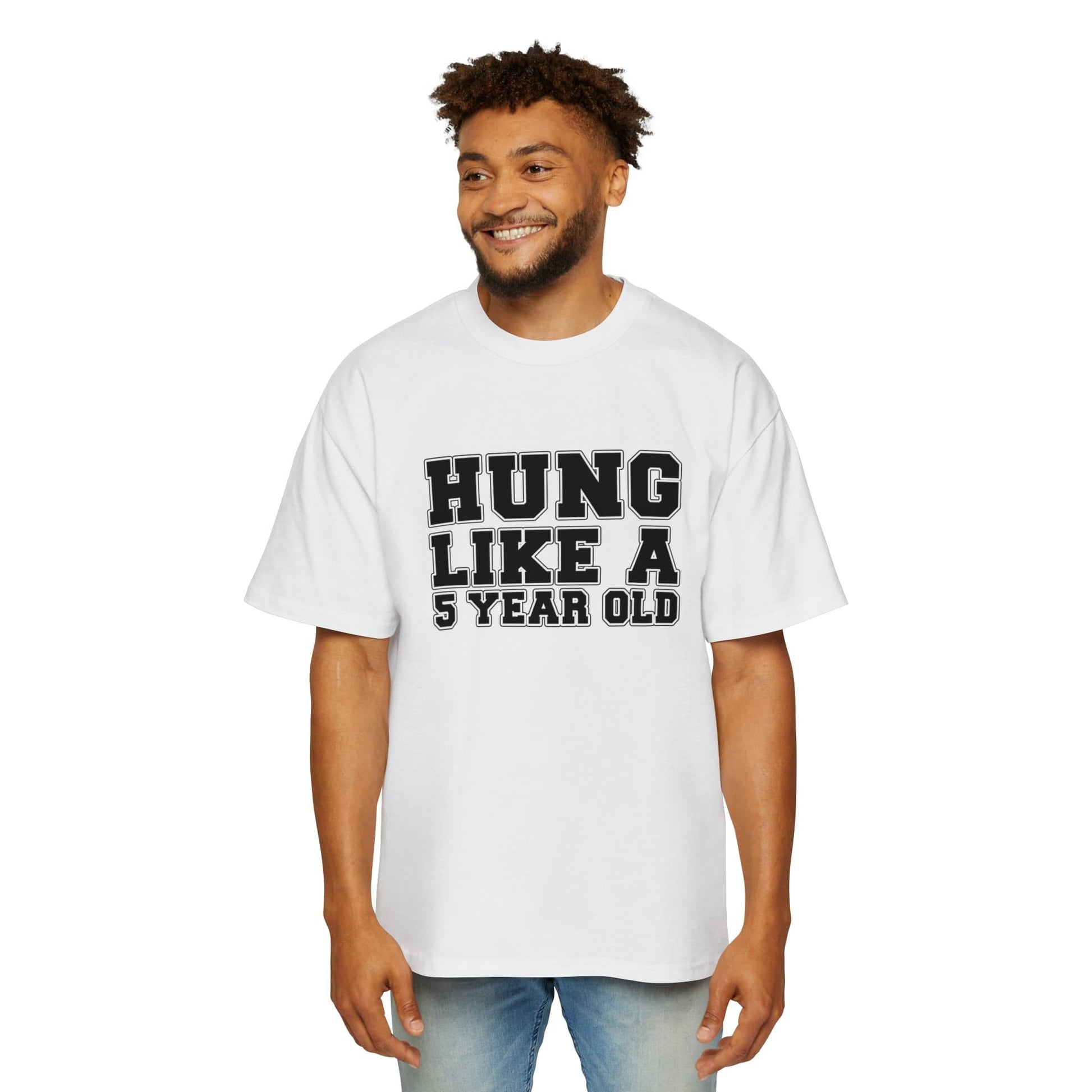 Hung Like A Five Year Old Oversized Tee Graphic Tees Australia White / S Graphic T-Shirt Australia -  Cool Graphic T-Shirts Online - 