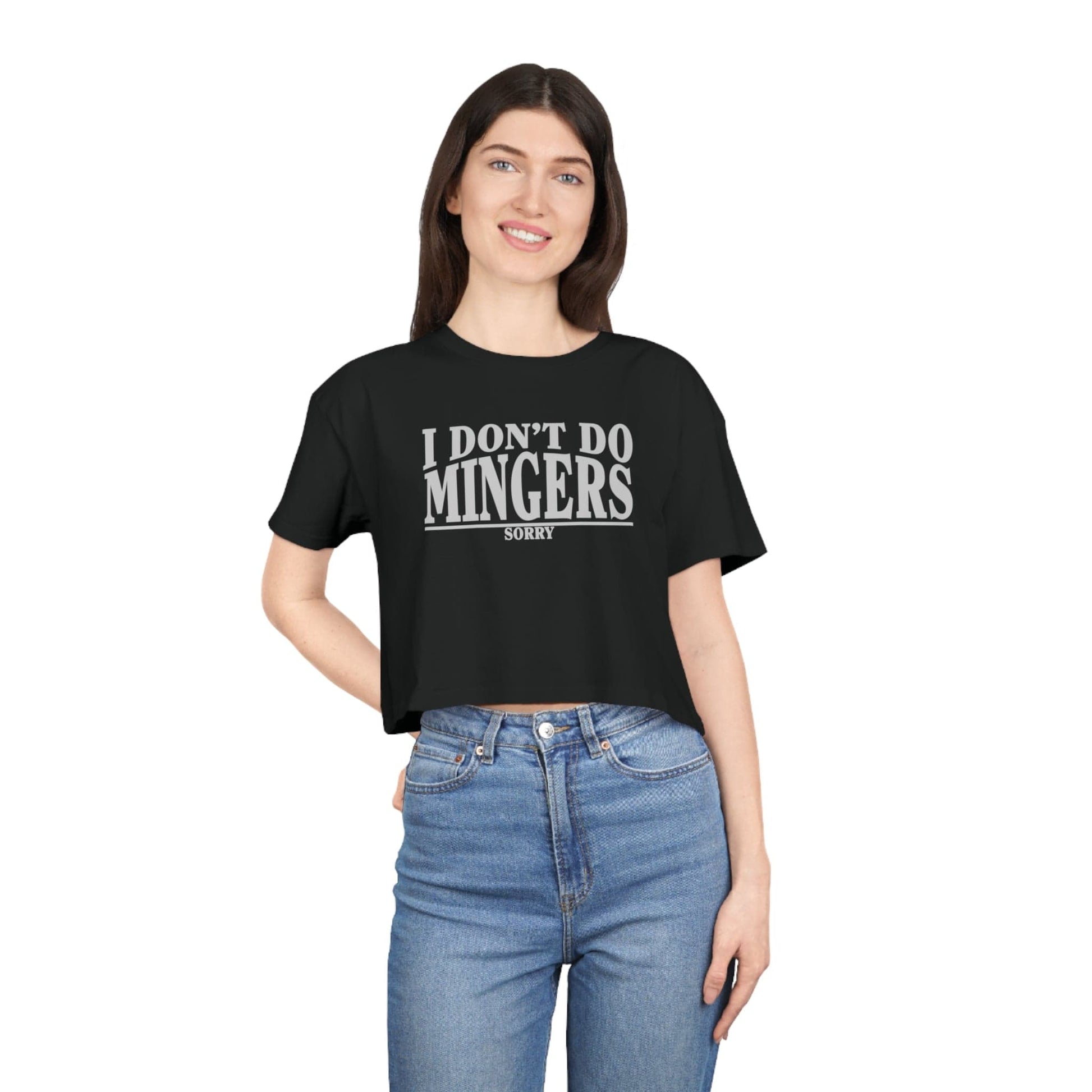 I Dont Do Mingers Crop Tee Graphic Tees Australia Black / XS Graphic T-Shirt Australia -  Cool Graphic T-Shirts Online - 