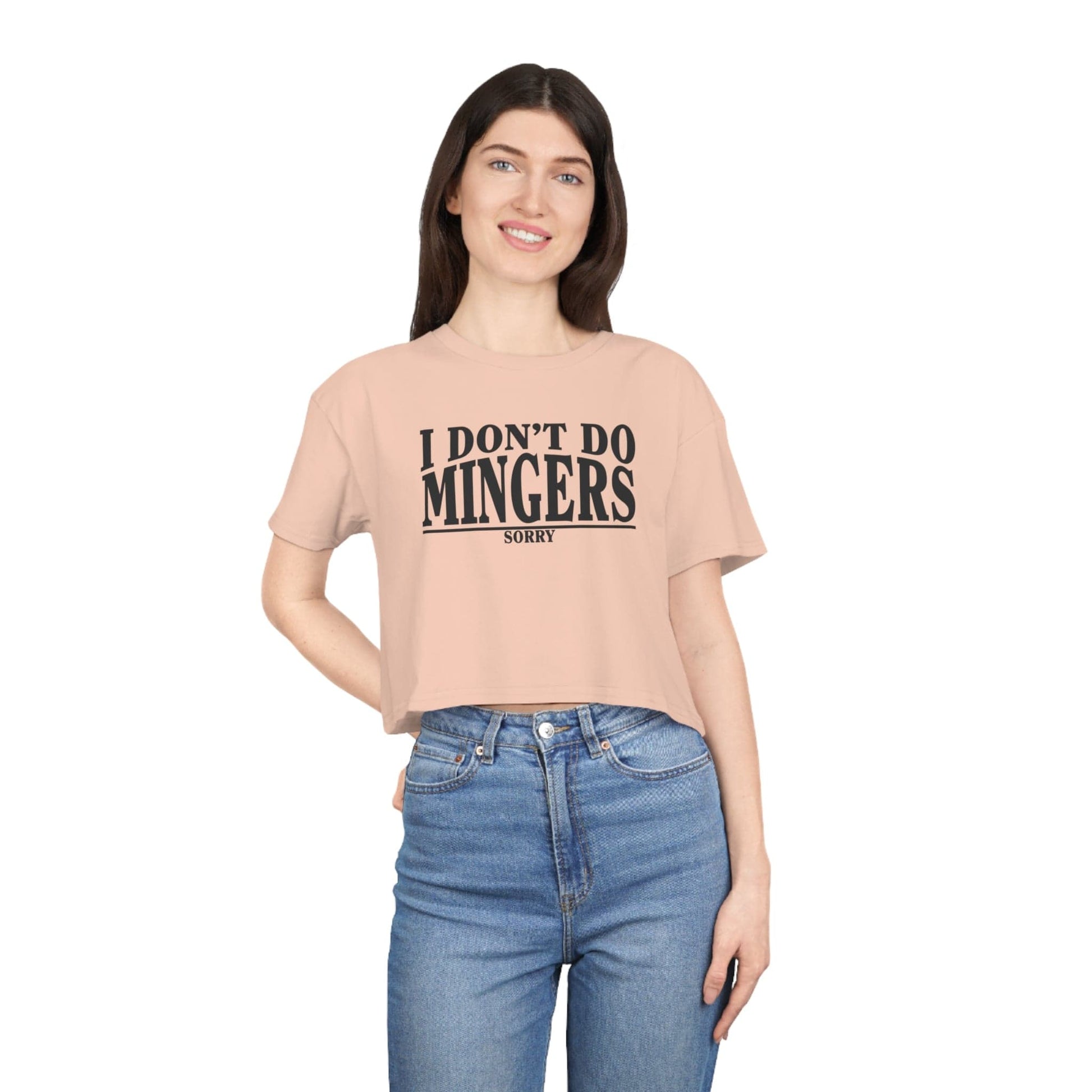 I Dont Do Mingers Crop Tee Graphic Tees Australia Pale Pink / XS Graphic T-Shirt Australia -  Cool Graphic T-Shirts Online - 