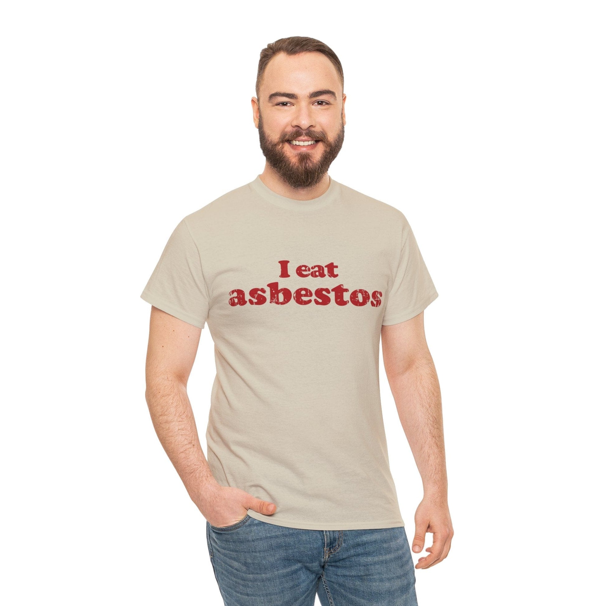 I Eat Asbestos Graphic Tee Graphic Tees Australia Sand / S Graphic T-Shirt Australia -  Cool Graphic T-Shirts Online -  I Eat Asbestos T-Shirt | Funny Meme Graphic T-Shirts