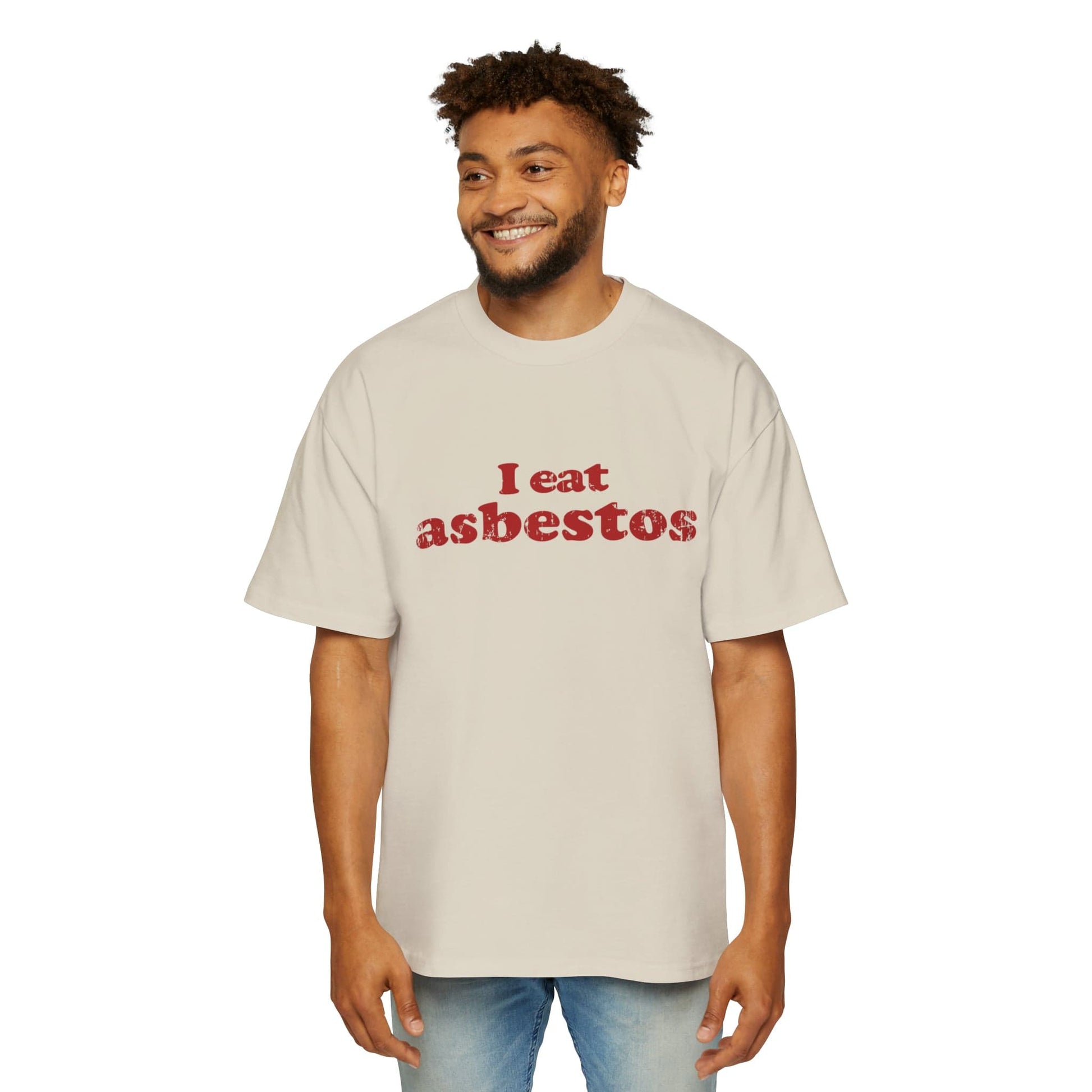 I Eat Asbestos Oversized Tee Graphic Tees Australia Ecru / S Graphic T-Shirt Australia -  Cool Graphic T-Shirts Online - 