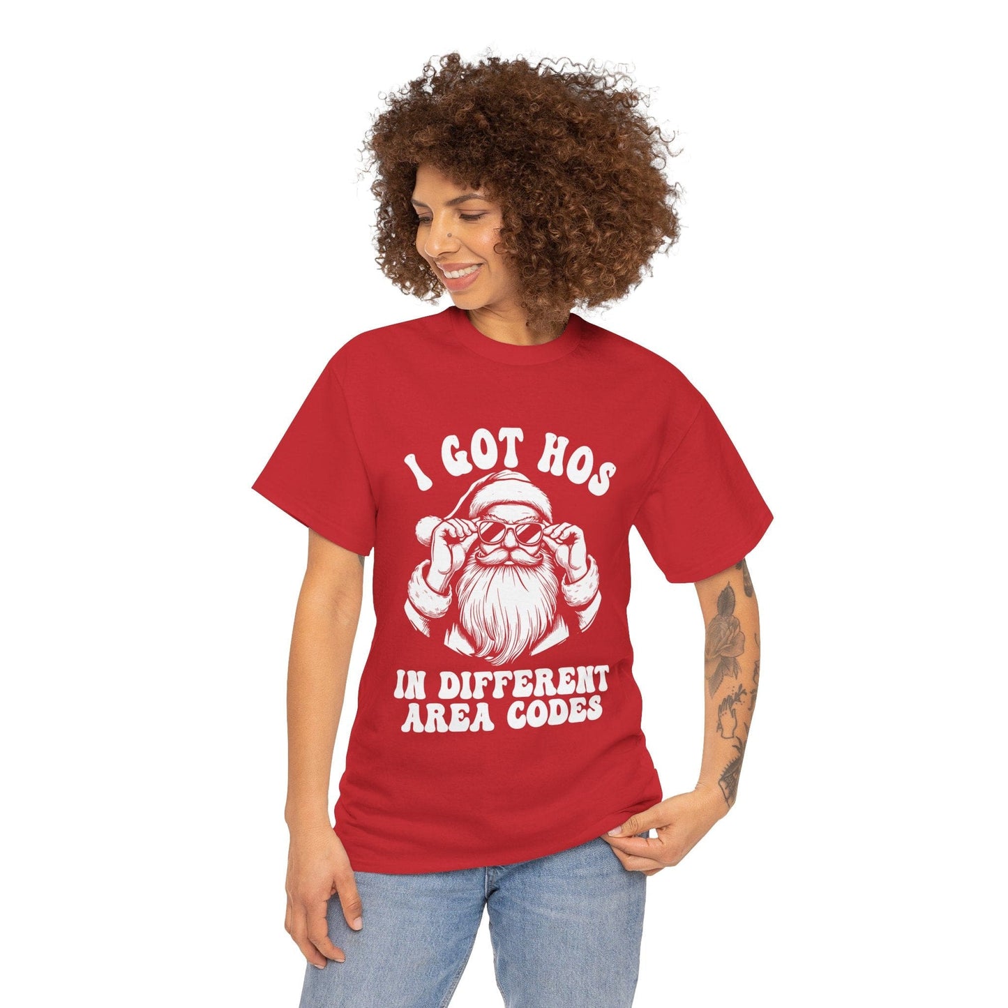 I Got Hos In Diffrent Area Codes Graphic Tee Graphic Tees Australia Red / S Graphic T-Shirt Australia -  Cool Graphic T-Shirts Online -  I Got Hos In Diffrent Area Codes Tee | Christmas T-Shirt Australia