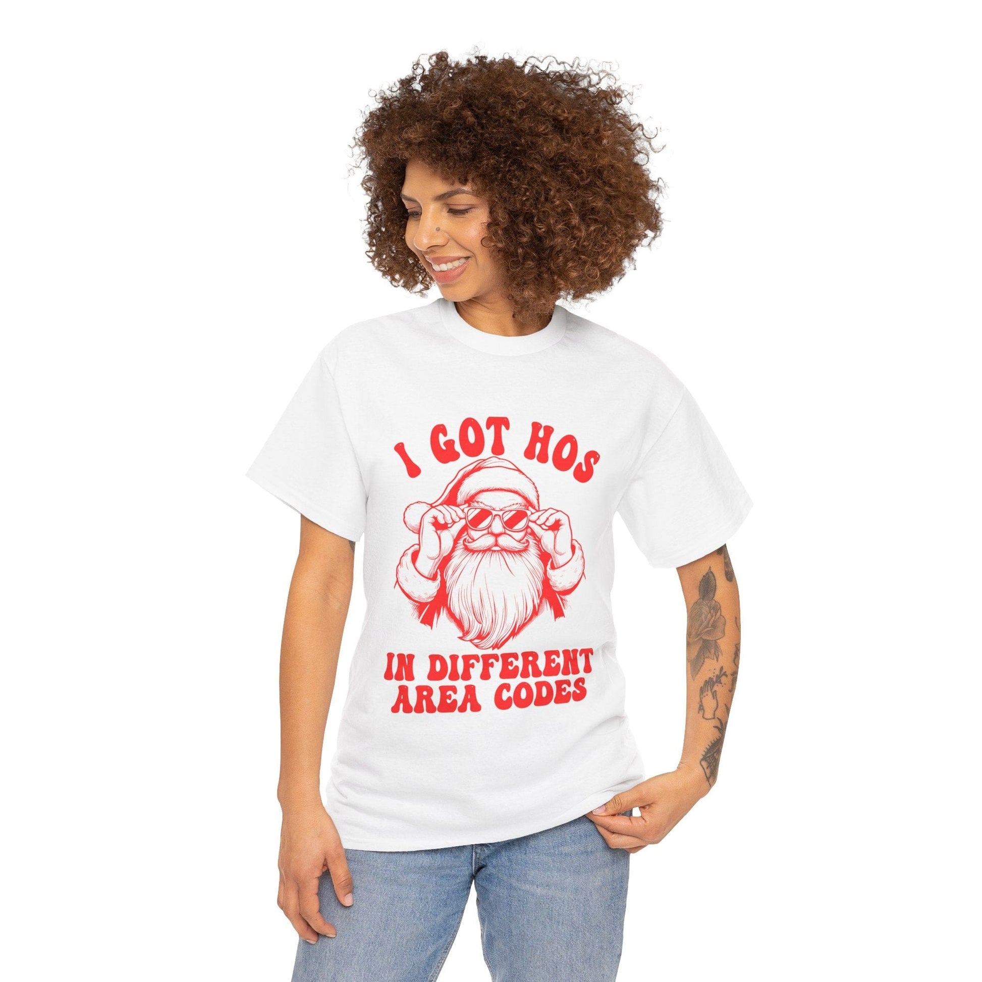 I Got Hos In Diffrent Area Codes Graphic Tee Graphic Tees Australia White / S Graphic T-Shirt Australia -  Cool Graphic T-Shirts Online -  I Got Hos In Diffrent Area Codes Tee | Christmas T-Shirt Australia