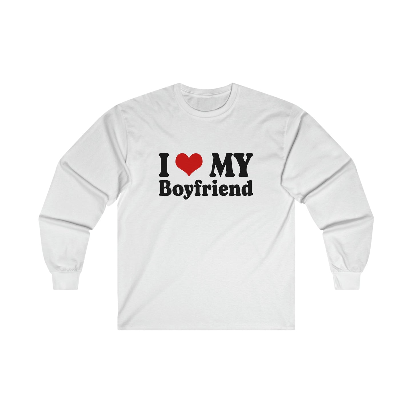 I Love My Boyfriend Long Sleeve Graphic Tees Australia S / White Graphic T-Shirt Australia -  Cool Graphic T-Shirts Online -  I Love My Boyfriend Long Sleeve | Cool Long Sleeve Tees Online