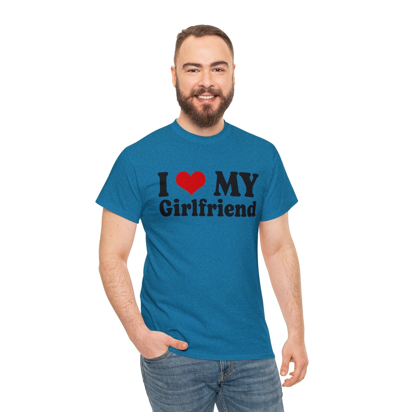 I Love My Girlfriend Graphic Tee Graphic Tees Australia Antique Sapphire / S Graphic T-Shirt Australia -  Cool Graphic T-Shirts Online -  I Love My Girlfriend T-Shirt | Cool T-Shirts Online Australia