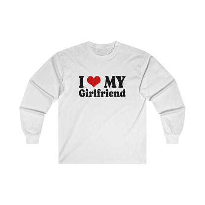 I Love My Girlfriend Long Sleeve Graphic Tees Australia S / White Graphic T-Shirt Australia -  Cool Graphic T-Shirts Online -  I Love My Girlfriend Long Sleeve | Cool Long Sleeve Tees Australia