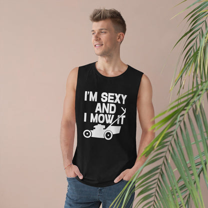 I'm Sexy And I Mow It Tank Top Graphic Tees Australia Black / XS Graphic T-Shirt Australia -  Cool Graphic T-Shirts Online - 