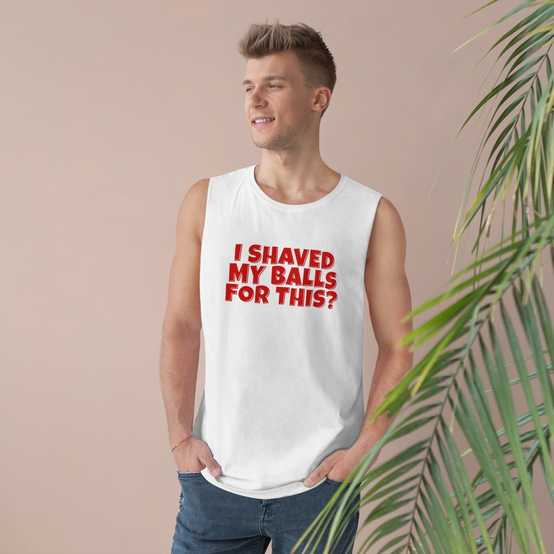 I Shaved My Balls For This Tank Top Graphic Tees Australia White / XS Graphic T-Shirt Australia -  Cool Graphic T-Shirts Online - 