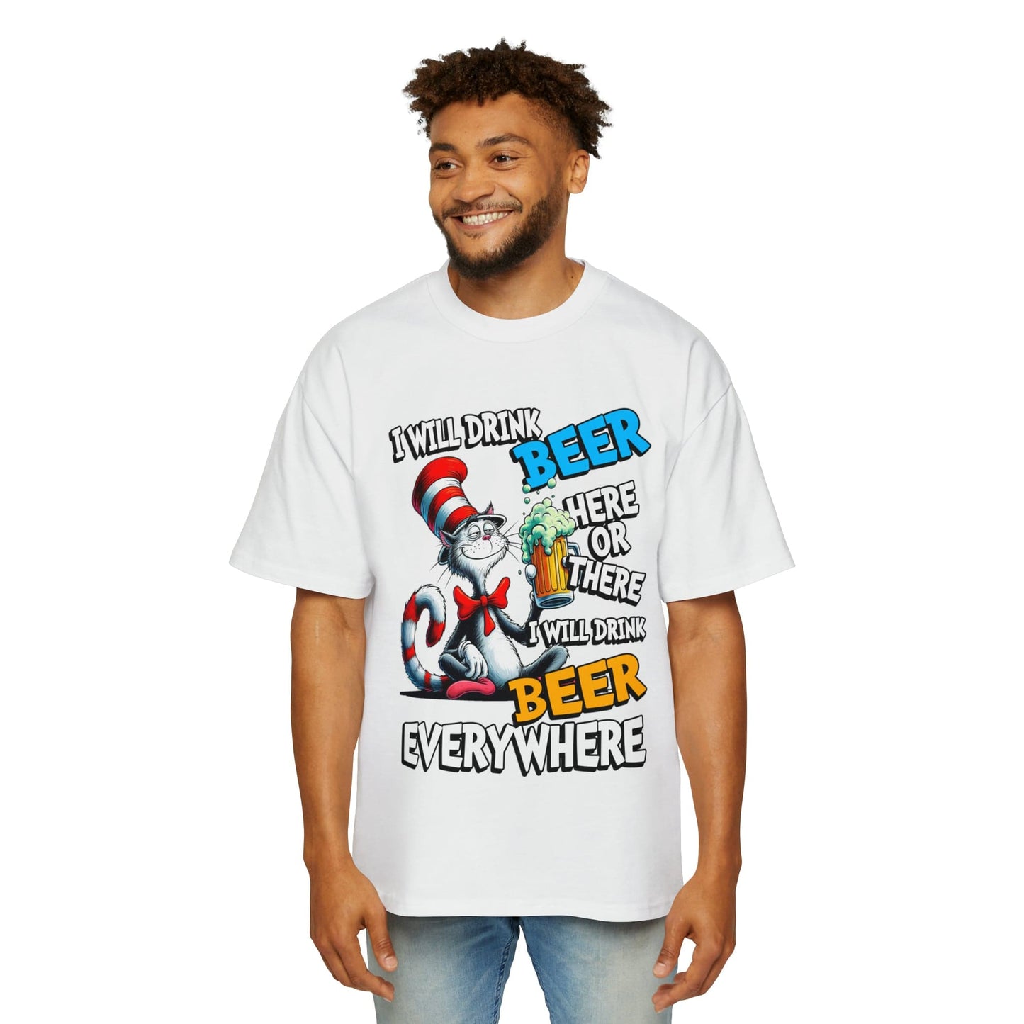 I Will Drink Beer Dr Suess Oversized Tee Graphic Tees Australia White / S Graphic T-Shirt Australia -  Cool Graphic T-Shirts Online - 