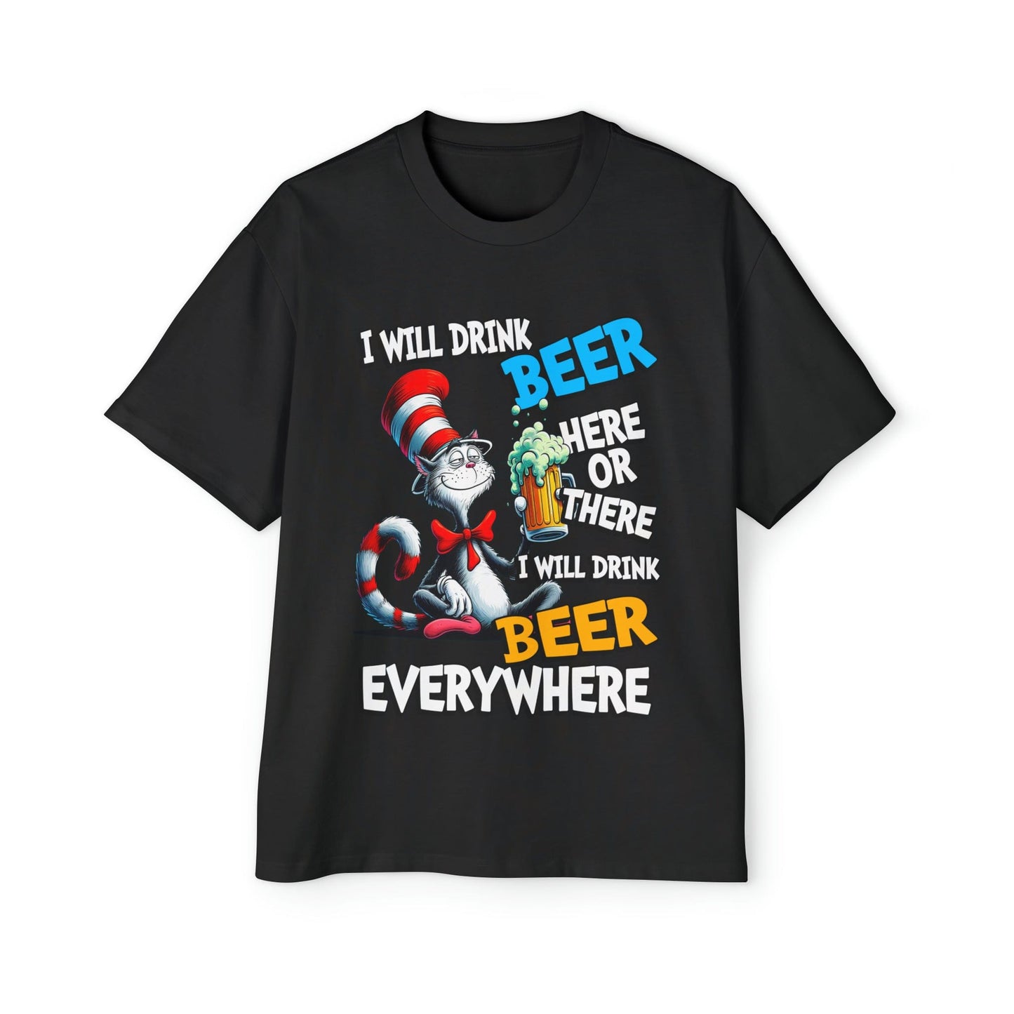 I Will Drink Beer Dr Suess Oversized Tee Graphic Tees Australia Graphic T-Shirt Australia -  Cool Graphic T-Shirts Online - 