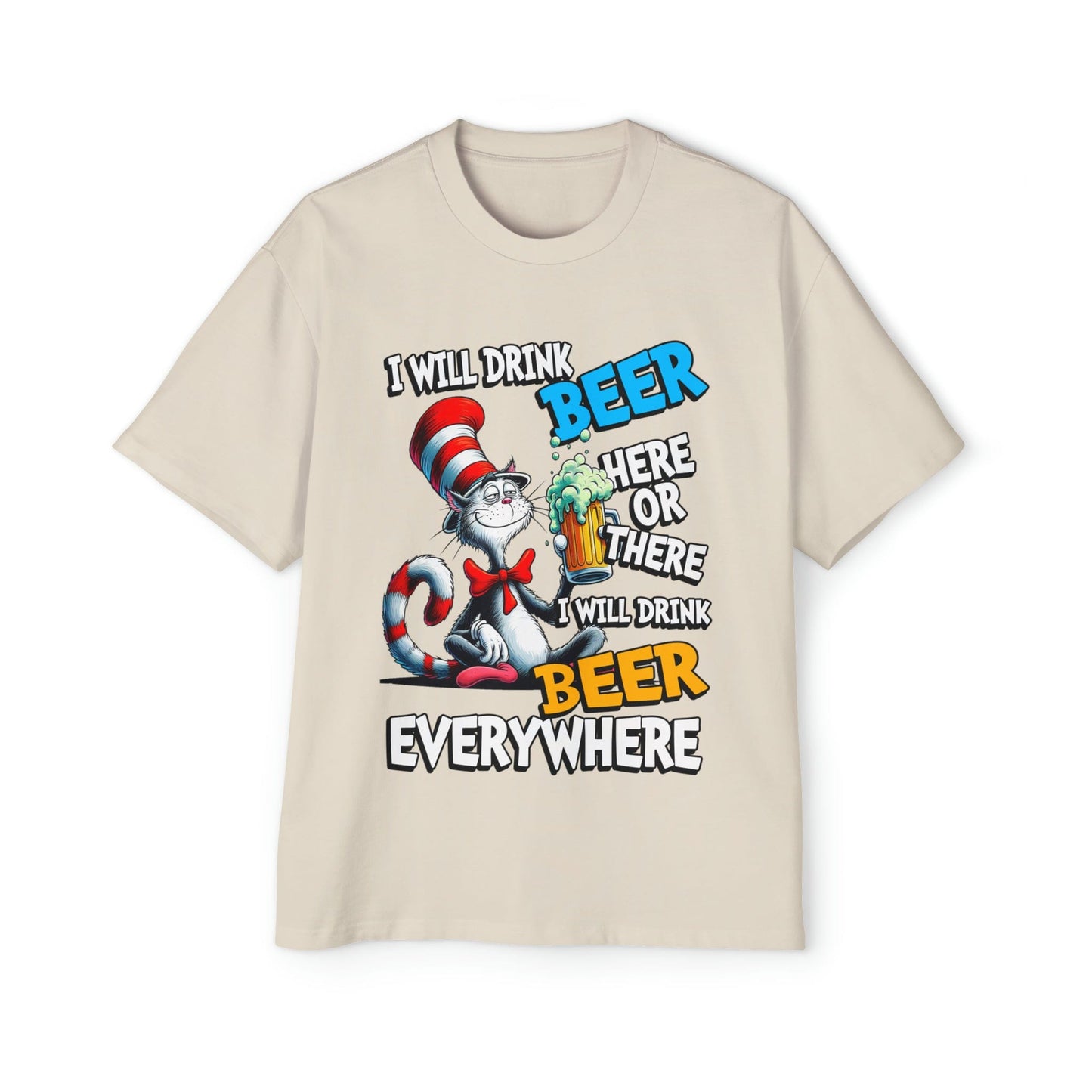 I Will Drink Beer Dr Suess Oversized Tee Graphic Tees Australia Graphic T-Shirt Australia -  Cool Graphic T-Shirts Online - 