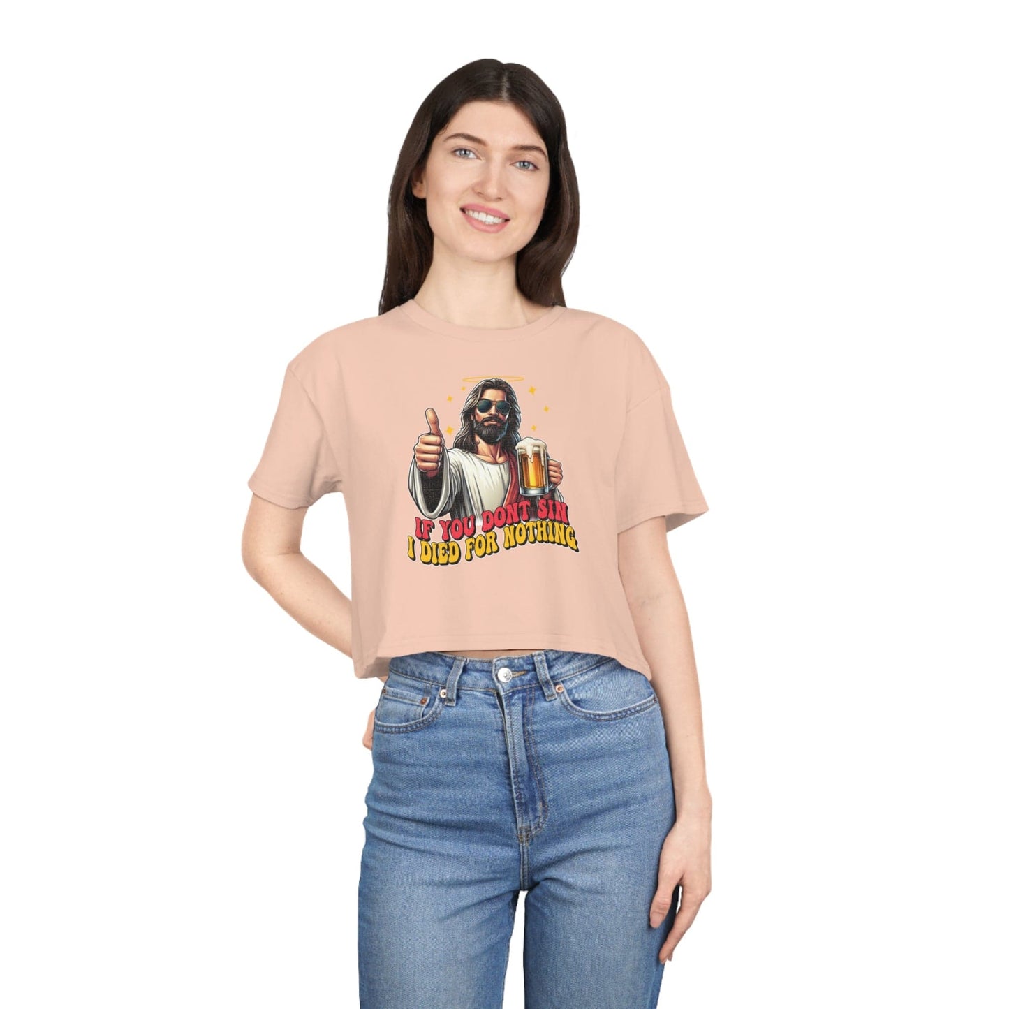 If You Dont Sin Crop Tee Graphic Tees Australia Pale Pink / XS Graphic T-Shirt Australia -  Cool Graphic T-Shirts Online -  If You Dont Sin Crop Tee | Womens Graphic T-Shirts Australia