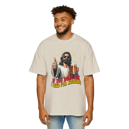 If You Dont Sin Oversized Tee Graphic Tees Australia Ecru / S Graphic T-Shirt Australia -  Cool Graphic T-Shirts Online -  If You Dont Sin Oversized Tee | Funny Beer T-Shirt Australia