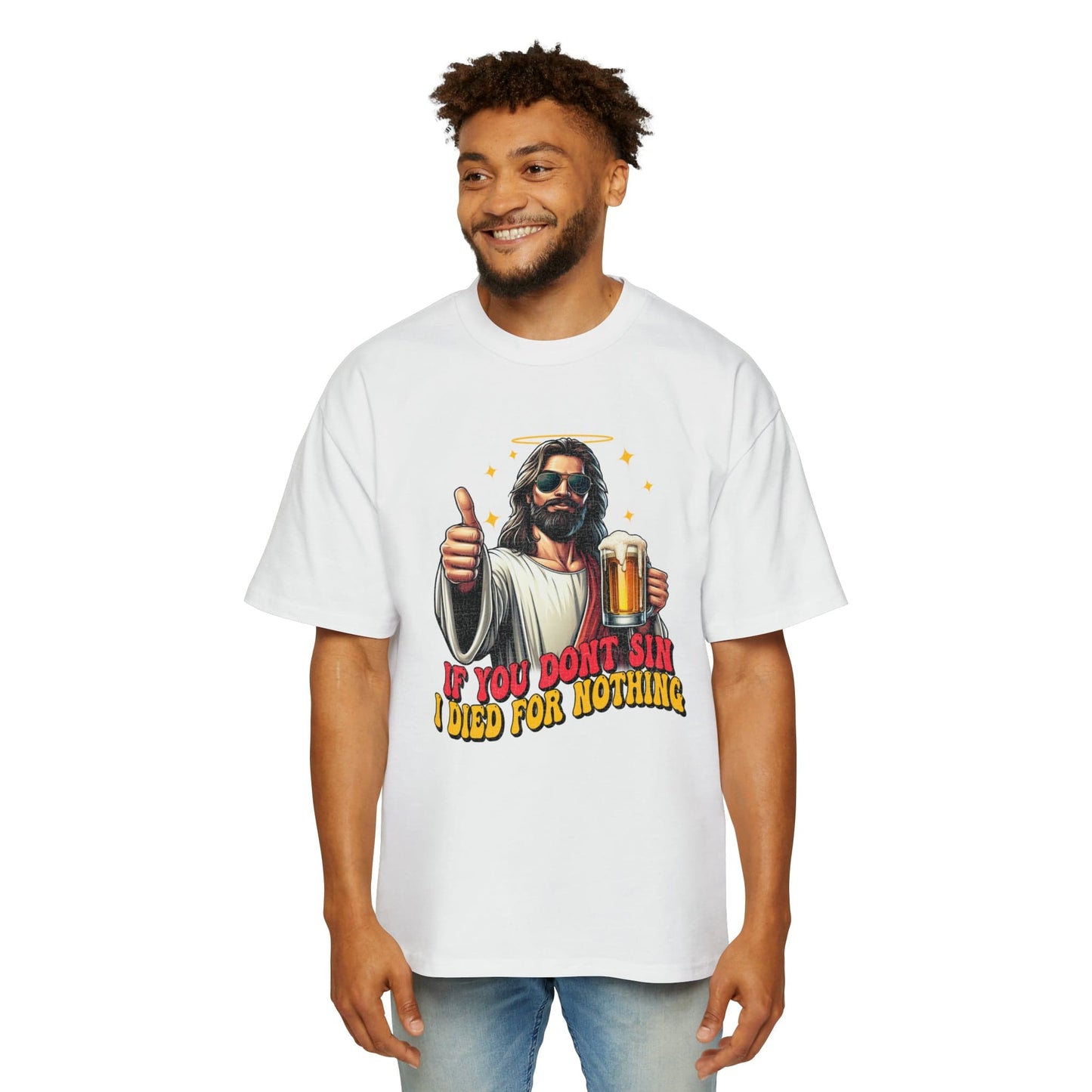 If You Dont Sin Oversized Tee Graphic Tees Australia White / S Graphic T-Shirt Australia -  Cool Graphic T-Shirts Online -  If You Dont Sin Oversized Tee | Funny Beer T-Shirt Australia