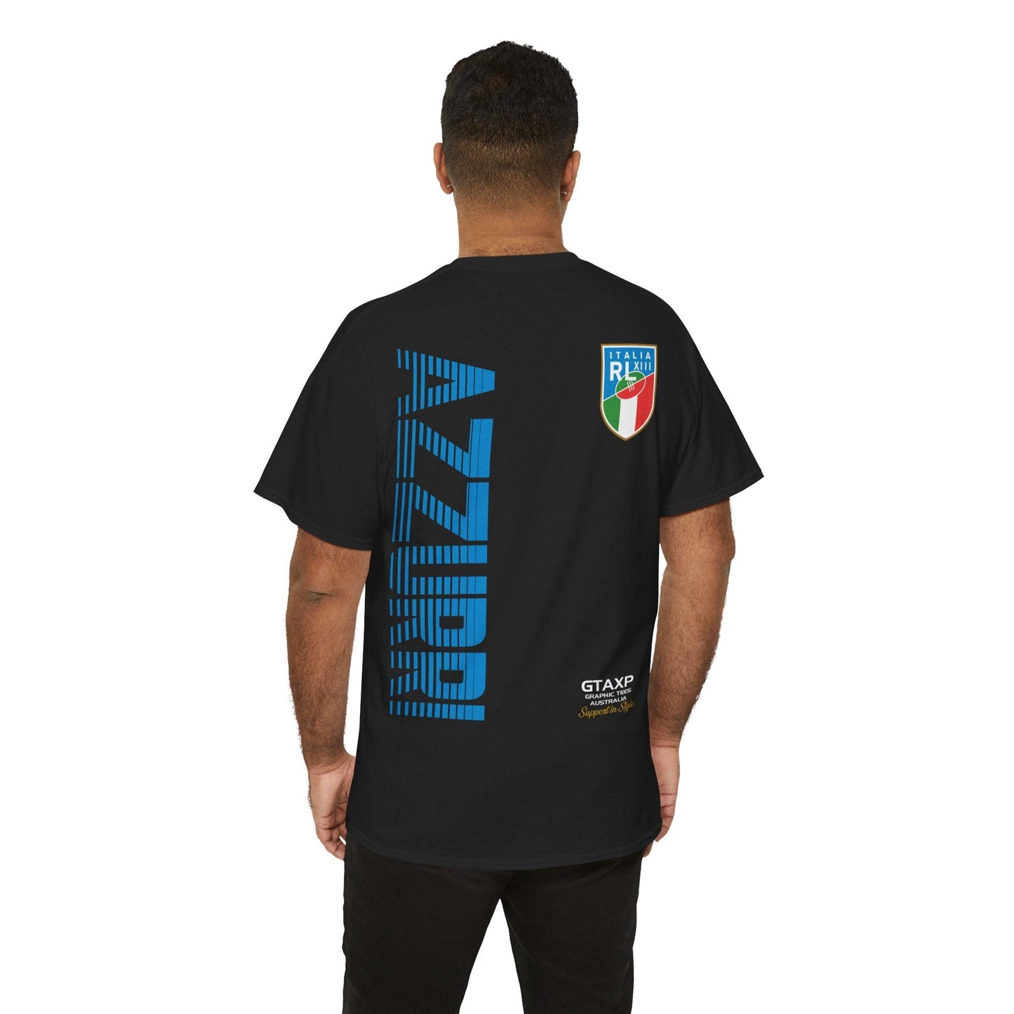 Italy Azzurri World Cup Graphic Tee Graphic Tees Australia Black / S Graphic T-Shirt Australia -  Cool Graphic T-Shirts Online -  Italy Azzurri World Cup T-Shirt | Rugby League Supporter T-Shirt