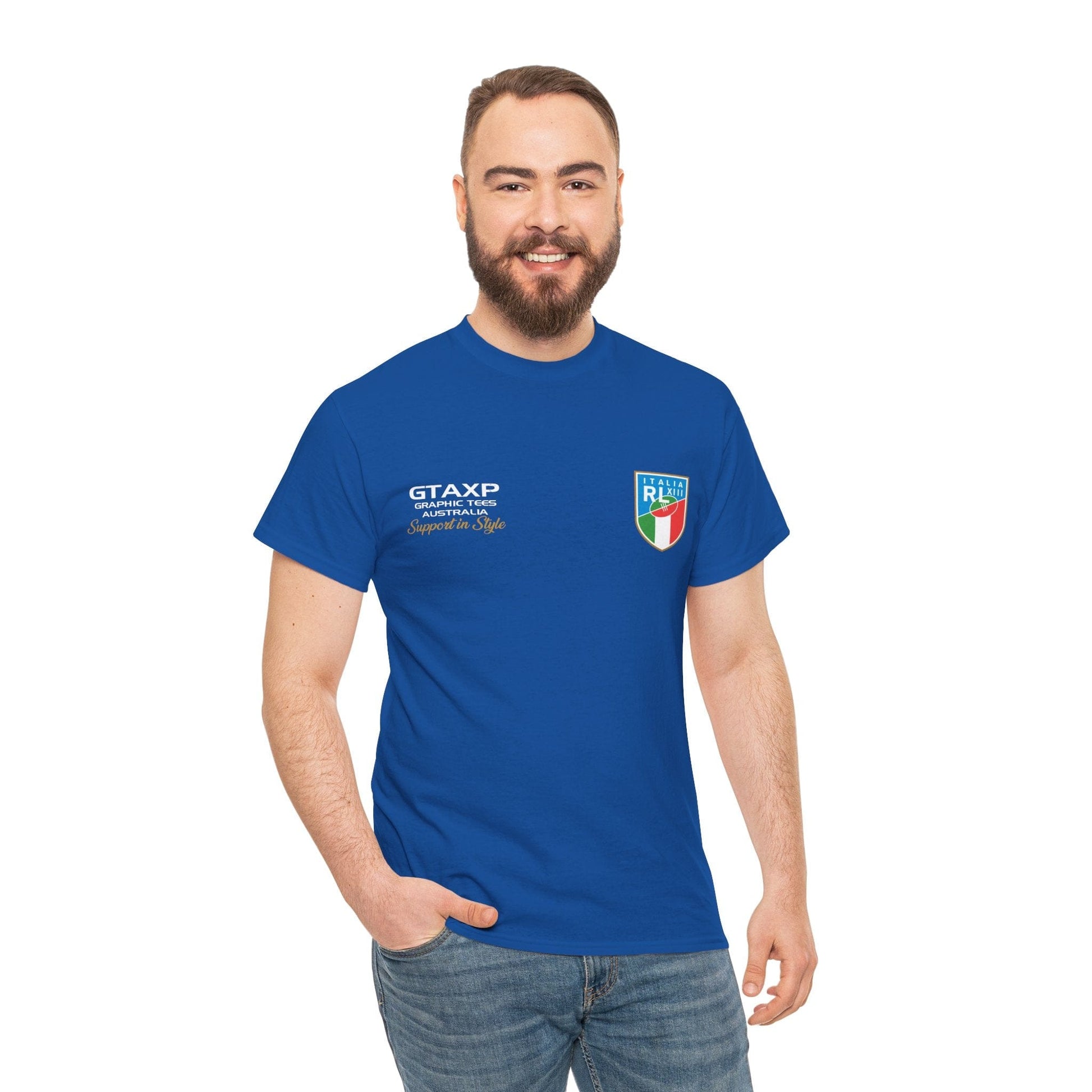 Italy Azzurri World Cup Graphic Tee Graphic Tees Australia Graphic T-Shirt Australia -  Cool Graphic T-Shirts Online -  Italy Azzurri World Cup T-Shirt | Rugby League Supporter T-Shirt