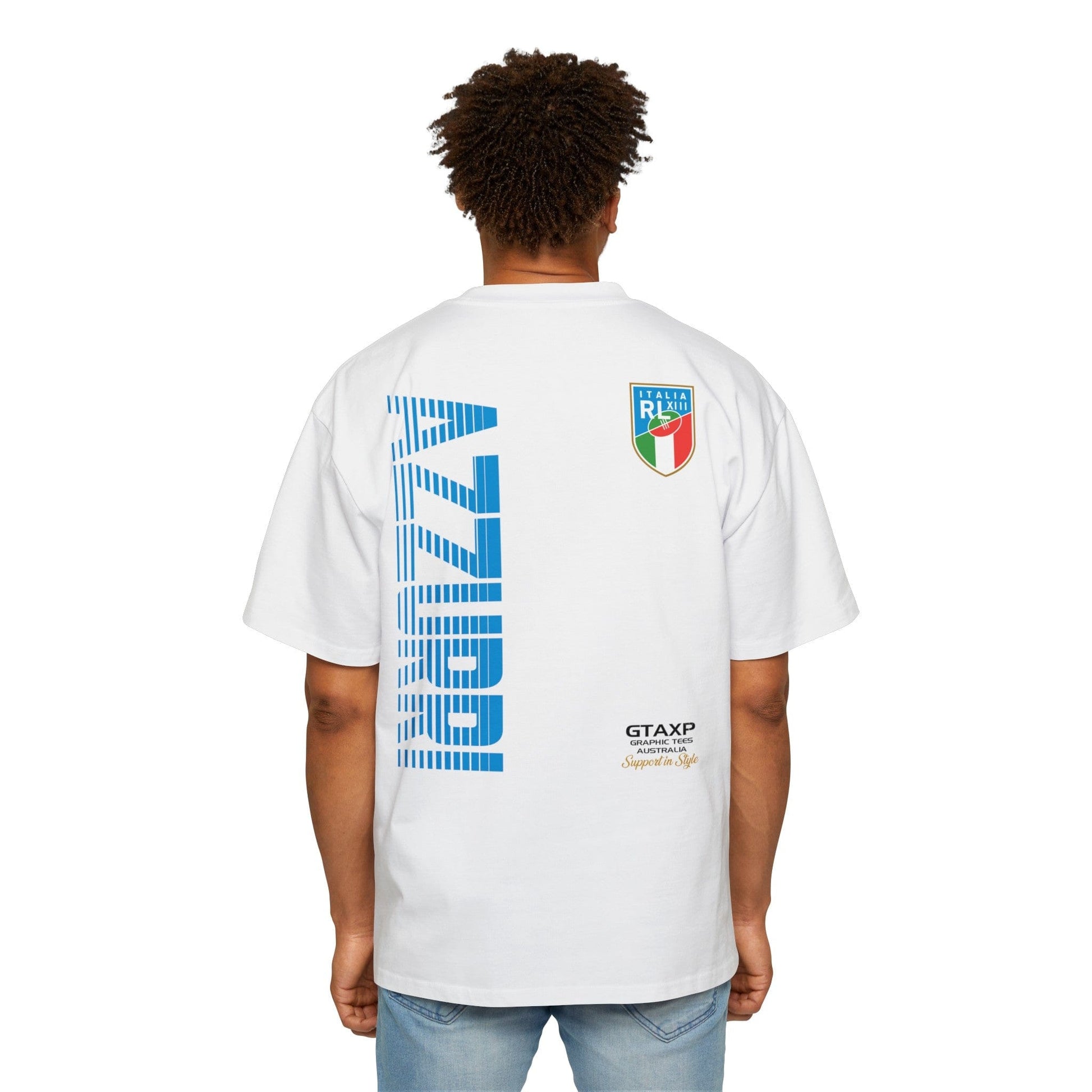 Italy Azzurri World Cup Oversized Tee Graphic Tees Australia White / S Graphic T-Shirt Australia -  Cool Graphic T-Shirts Online -  Italy Azzurri World Cup Oversized Tee | Azzurri Rugby League T-Shirt