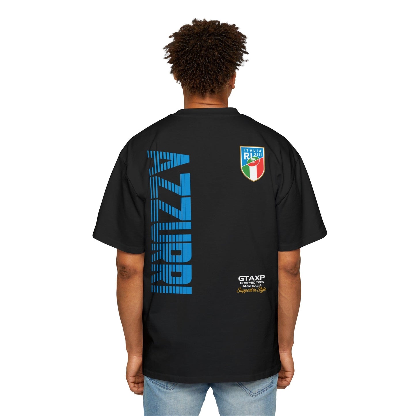 Italy Azzurri World Cup Oversized Tee Graphic Tees Australia Black / S Graphic T-Shirt Australia -  Cool Graphic T-Shirts Online -  Italy Azzurri World Cup Oversized Tee | Azzurri Rugby League T-Shirt