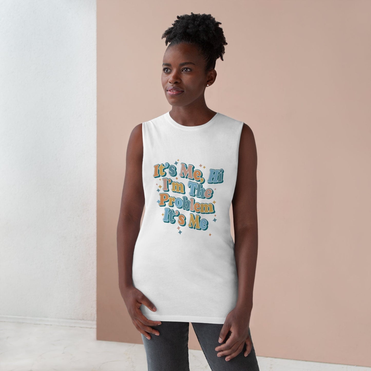 Its Me Hi Im The Problem Tank Top Graphic Tees Australia White / XS Graphic T-Shirt Australia -  Cool Graphic T-Shirts Online - 