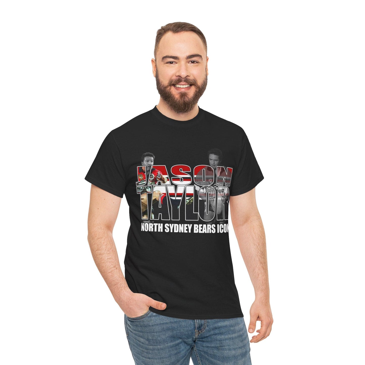 Jason Taylor Bears Graphic Tee Graphic Tees Australia Black / S Graphic T-Shirt Australia -  Cool Graphic T-Shirts Online -  Jason Taylor Bears T-Shirt | Retro North Sydney Bears Merchandise