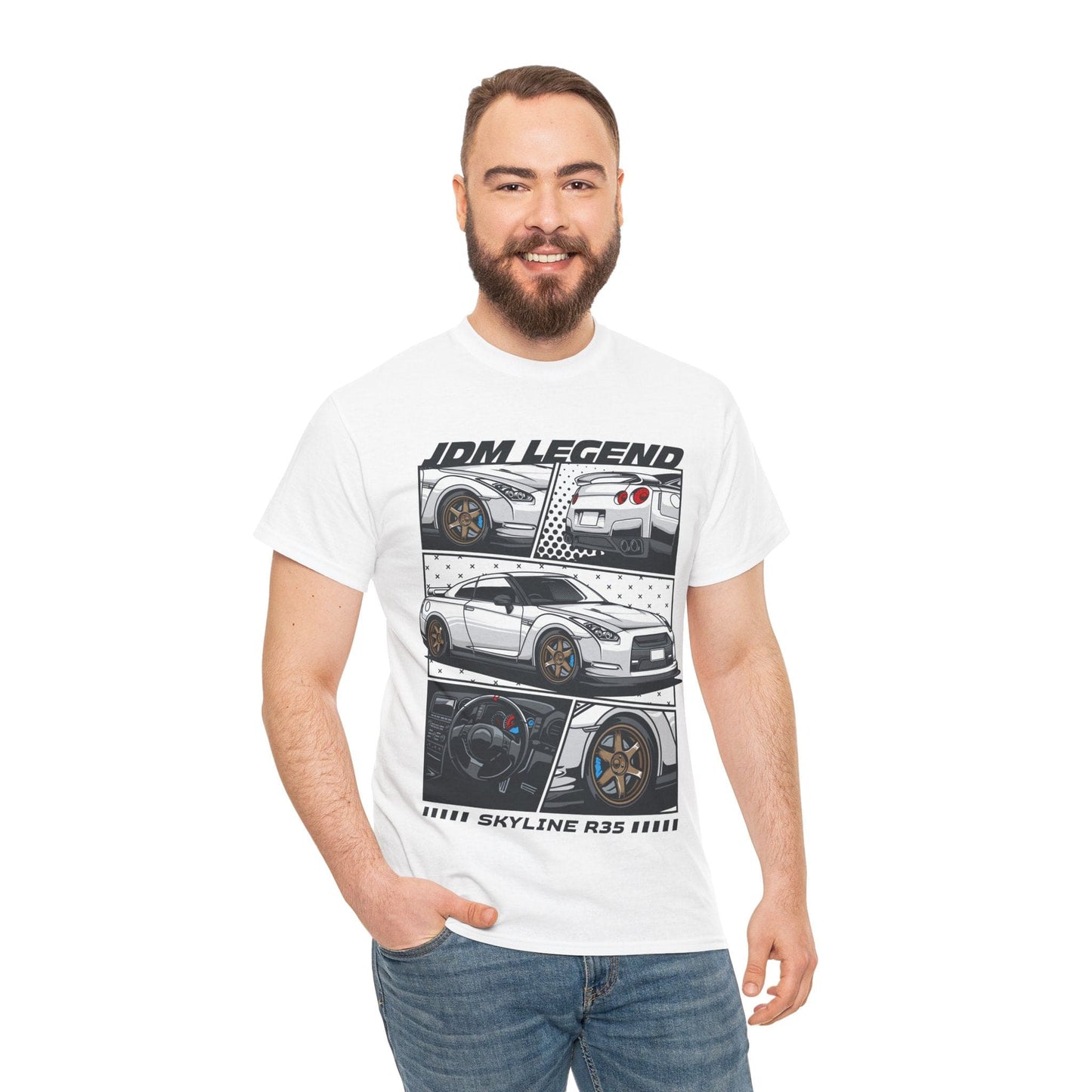 JDM Legend Skyline R35 Graphic Tee Graphic Tees Australia White / S Graphic T-Shirt Australia -  Cool Graphic T-Shirts Online -  JDM Legend Skyline R35 T-Shirt | JDM Racewear Australia